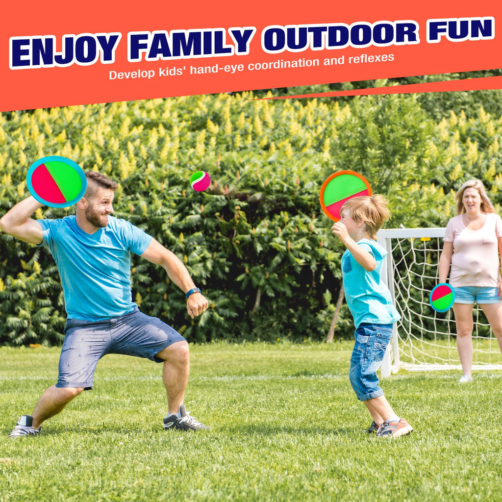Toss and Catch Ball Game Set - Outdoor & Indoor Sports Toys for Kids - Outside Games for Yard, Lawn, Camping, Beach, Pool - Classic Sticky Paddle Ball Toy for 3 4 5 6 7 8-12 Year Old Boys Girls Gifts