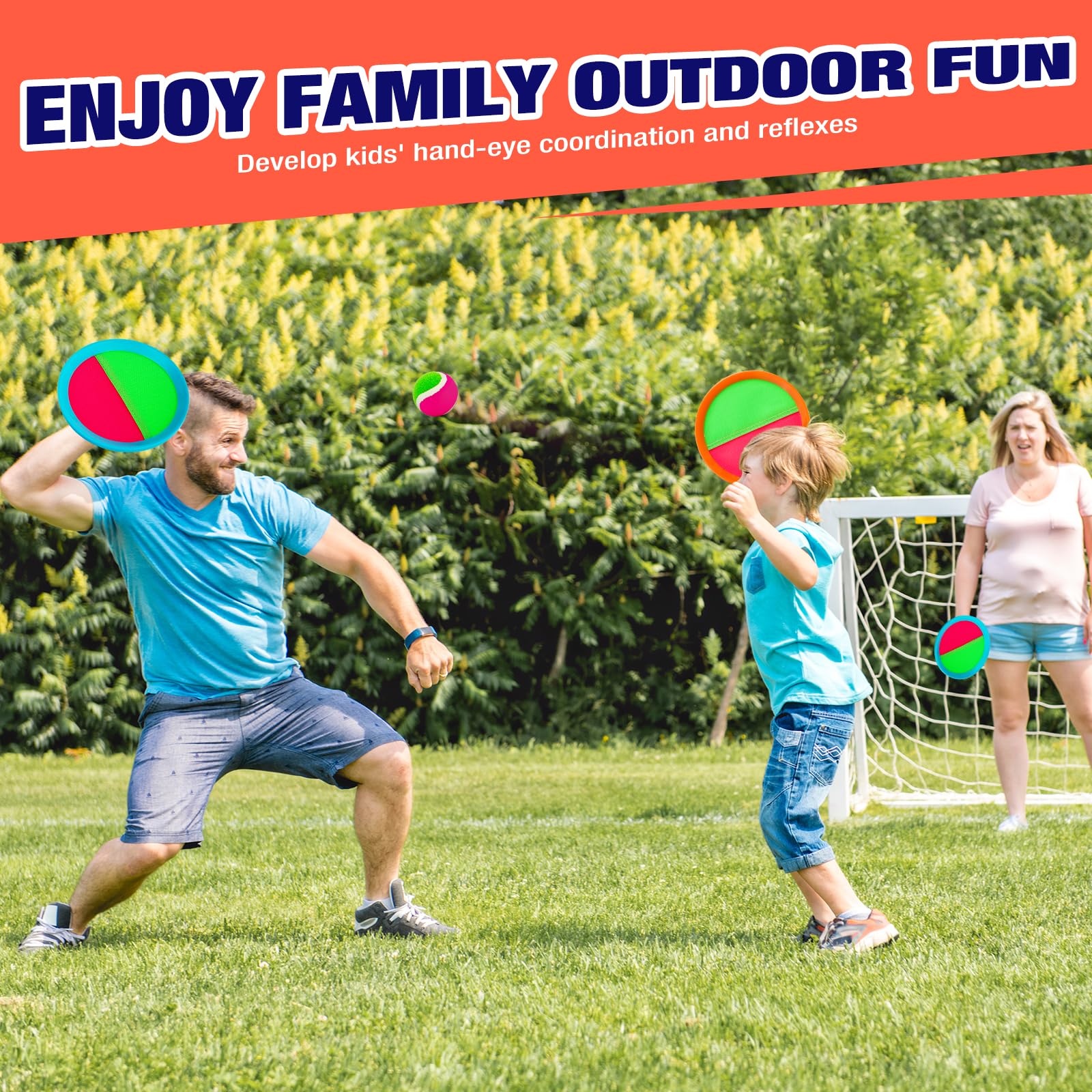 Toss and Catch Ball Game Set - Outdoor & Indoor Sports Toys for Kids - Outside Games for Yard, Lawn, Camping, Beach, Pool - Classic Sticky Paddle Ball Toy for 3 4 5 6 7 8-12 Year Old Boys Girls Gifts