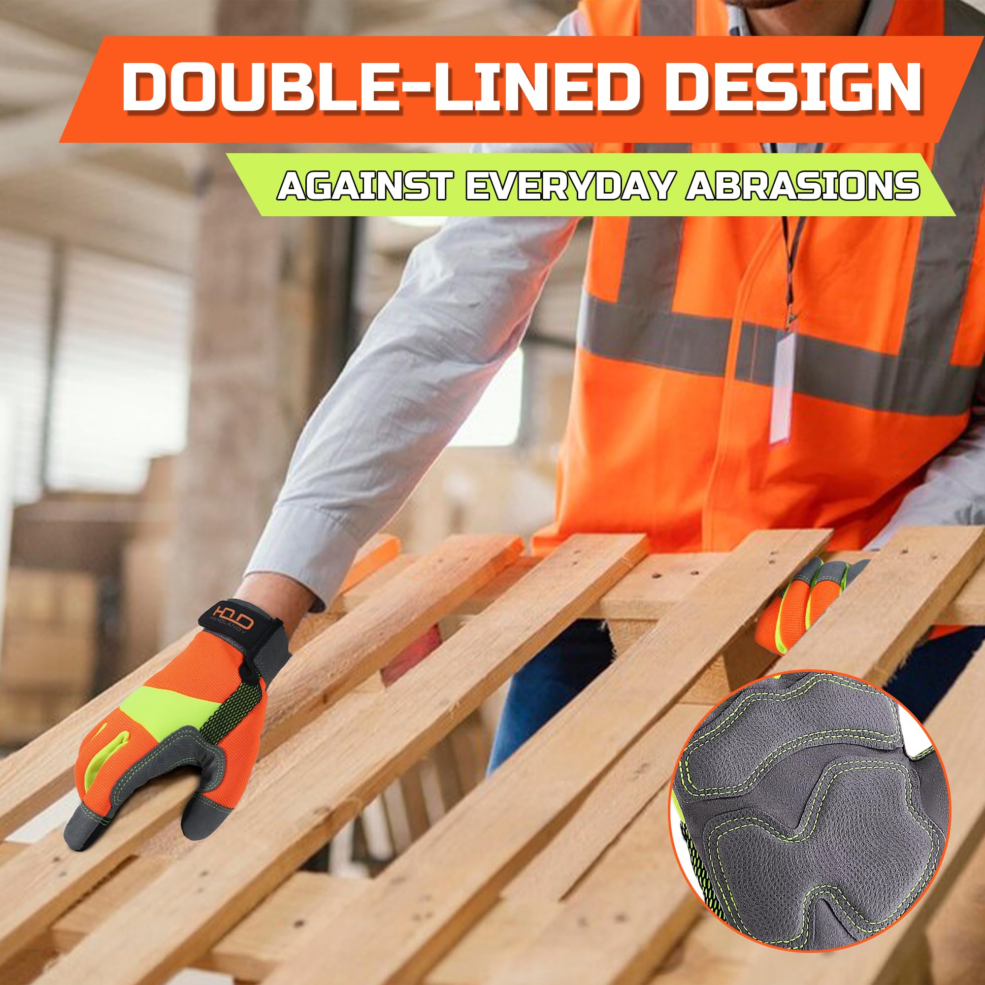 AIGEVTURE Safety Work Gloves Mens & Women, Light Duty Mechanic Gloves Touch Screen, Gardening Work Gloves with Grip,High Dexterity