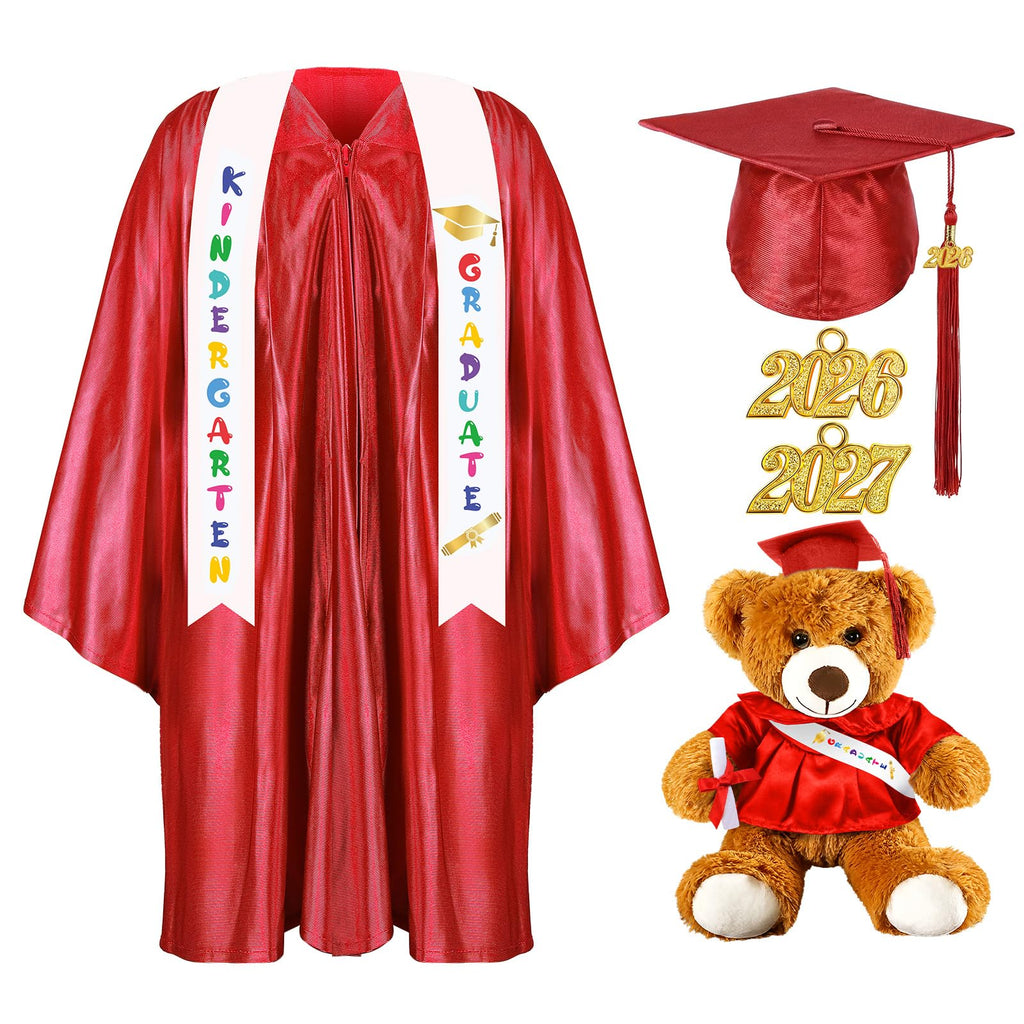 Sintuff 7 Pcs Kindergarten Preschool Graduation Cap and Gown with Bear Gifts 2026 Grad Stole Tassel Sash for Toddler Kids