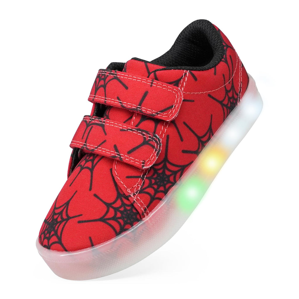 YESKIS Boys Girls Light Up Shoes Vivaki LED Canvas Cartoon Casual Sneakers for Toddler Little Kid Size 5-12