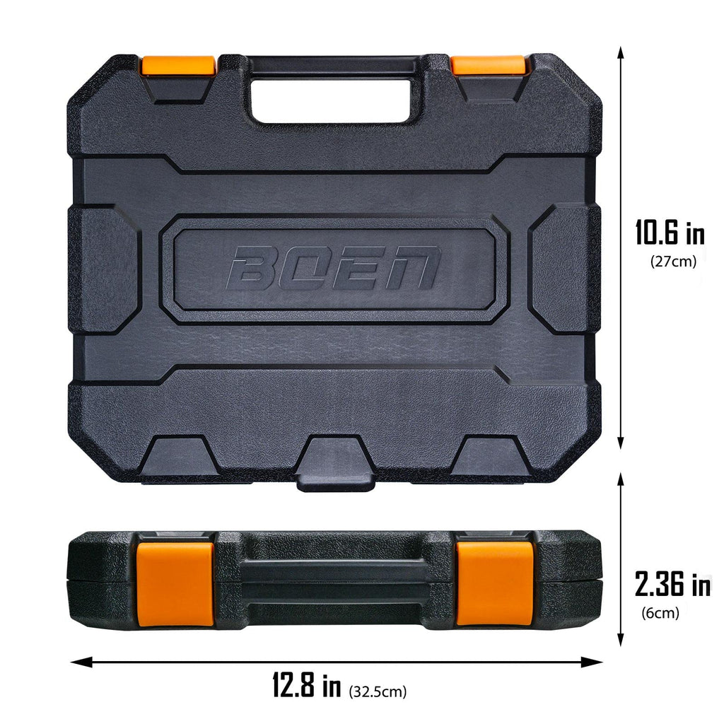 BOEN 1/2" Drive Deep Impact Socket Set, 11 Pieces Socket Set Metric 10-24mm, 6 Point Design, Cr-V Steel, Laser Marking, Durable Storage Case, Meets ANSI Standards