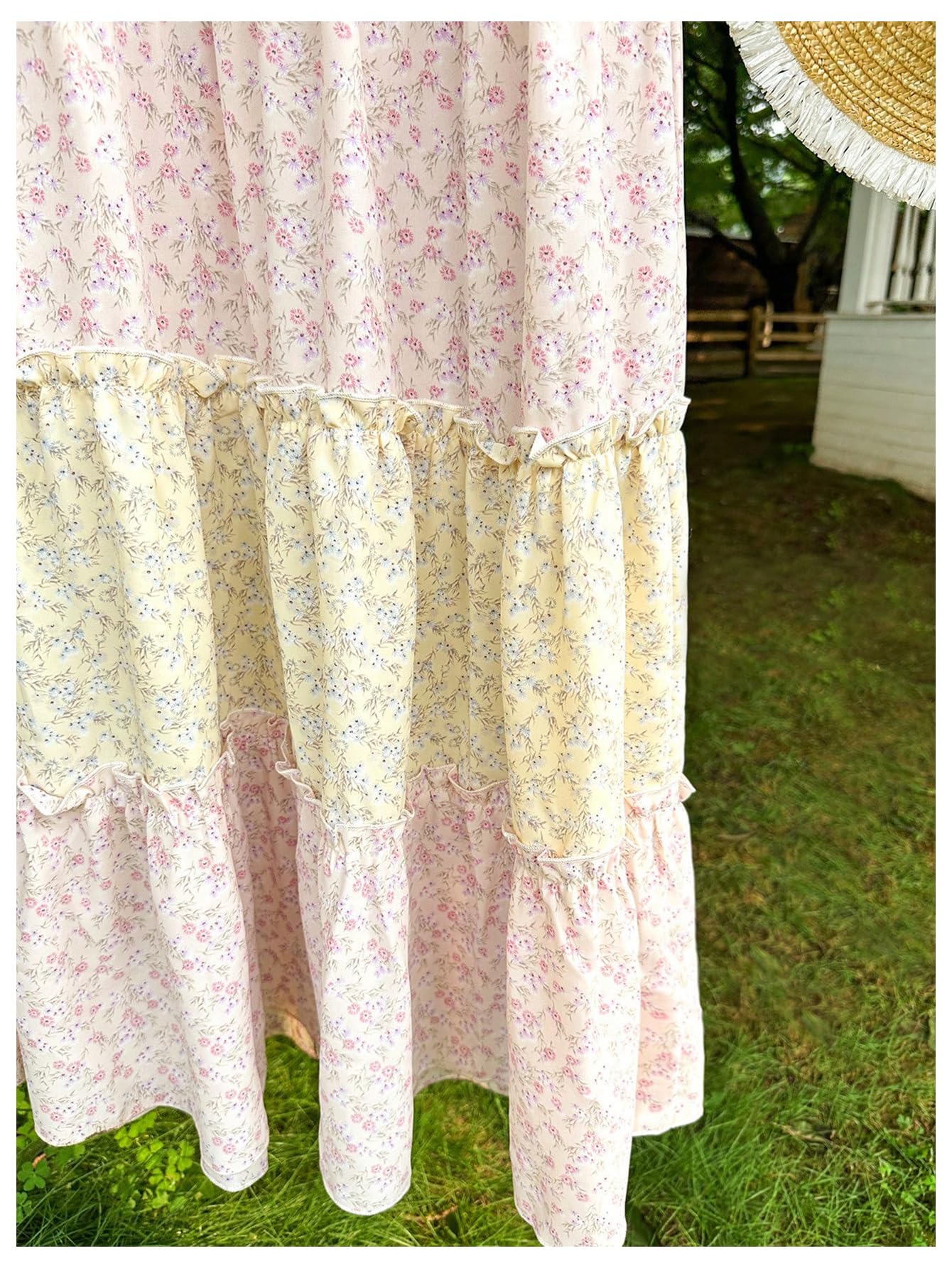 MakeMeChic Women's Plaid Maxi Skirts A Line Ruffle Tiered Layer Y2K Flowy Casual Long Skirts