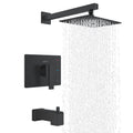 KENES Brushed Nickel 10-Inch Shower Head and Handle Set, Square Shower Faucet Set Bathroom Rainfall Shower System Wall Mount, KE-6024B (Shower Valve Included)