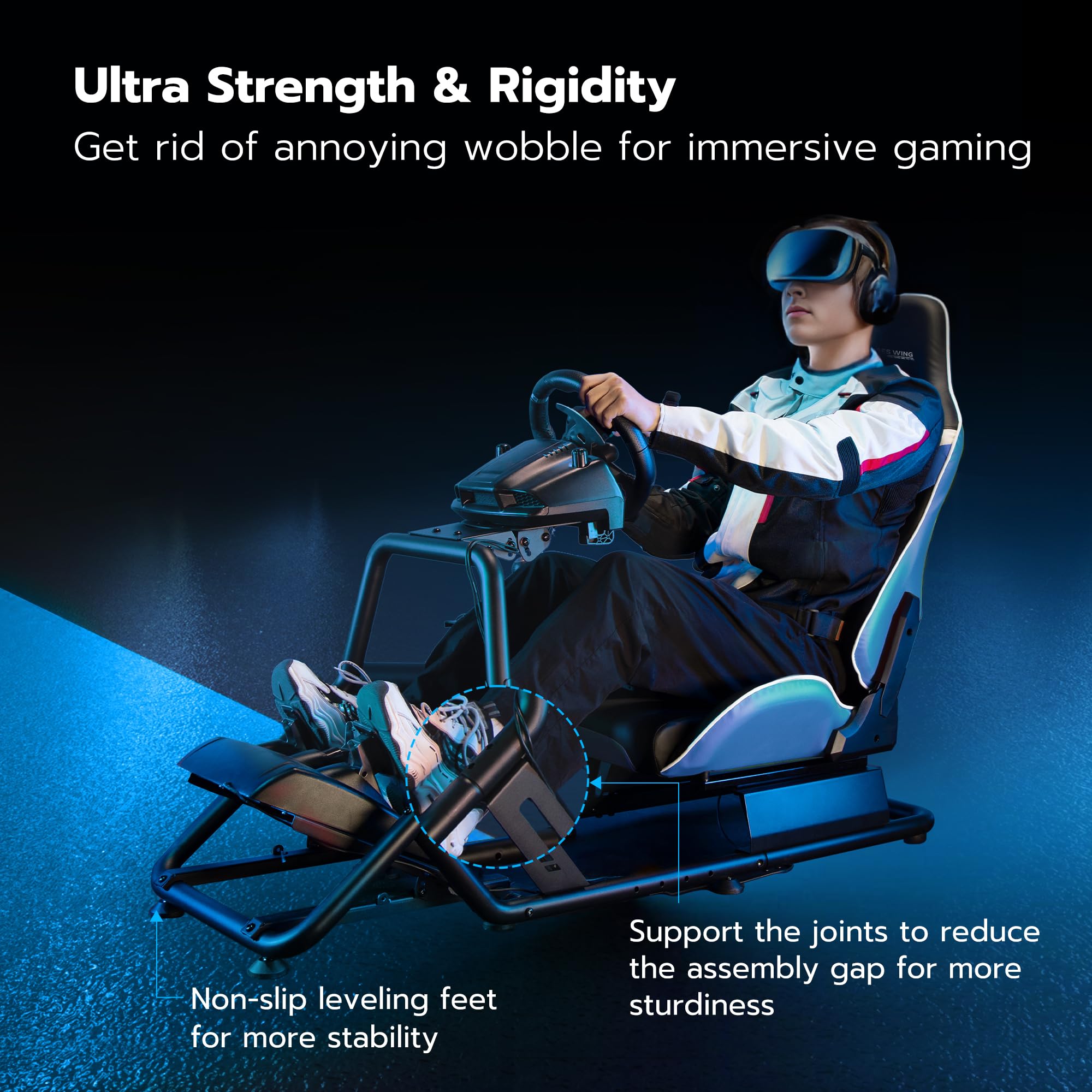 ARES WING Sim Racing Cockpit, Racing Wheel Stand with Seat, Formula and GT Racing Simulator Cockpit Compatible with Fanatec, Thrustmaster, Logitech, Moza Racing Games on PS5, PS4, Xbox and PC