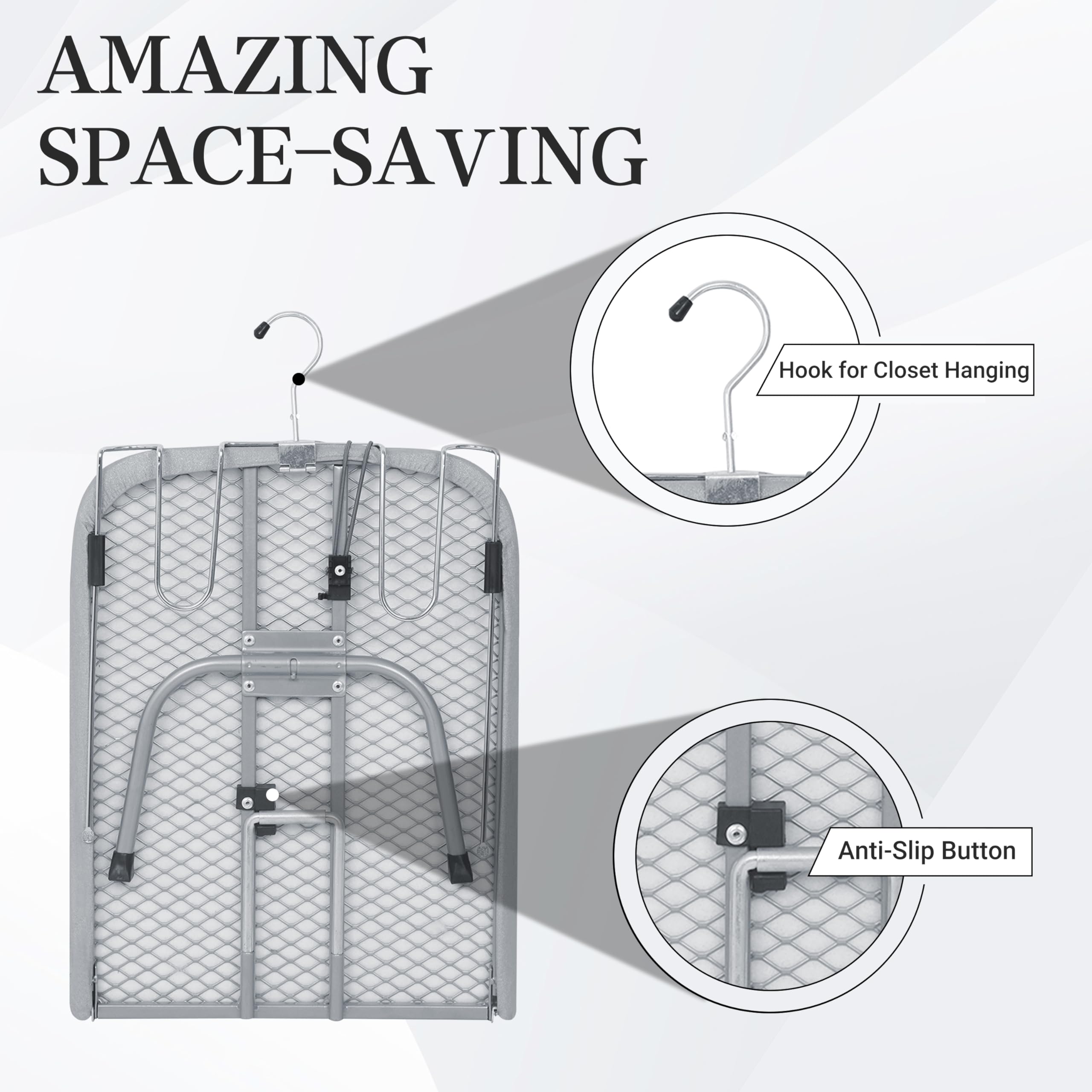ZOES HOMEWARE Metal Mesh Panel Tabletop Ironing Board | Foldable Iron Board | Heavy Duty Small Iron Board with Heat Resistant Cover and 100% Cotton 8mm Thicken Pad | 31.5"x11.8"x6.2"