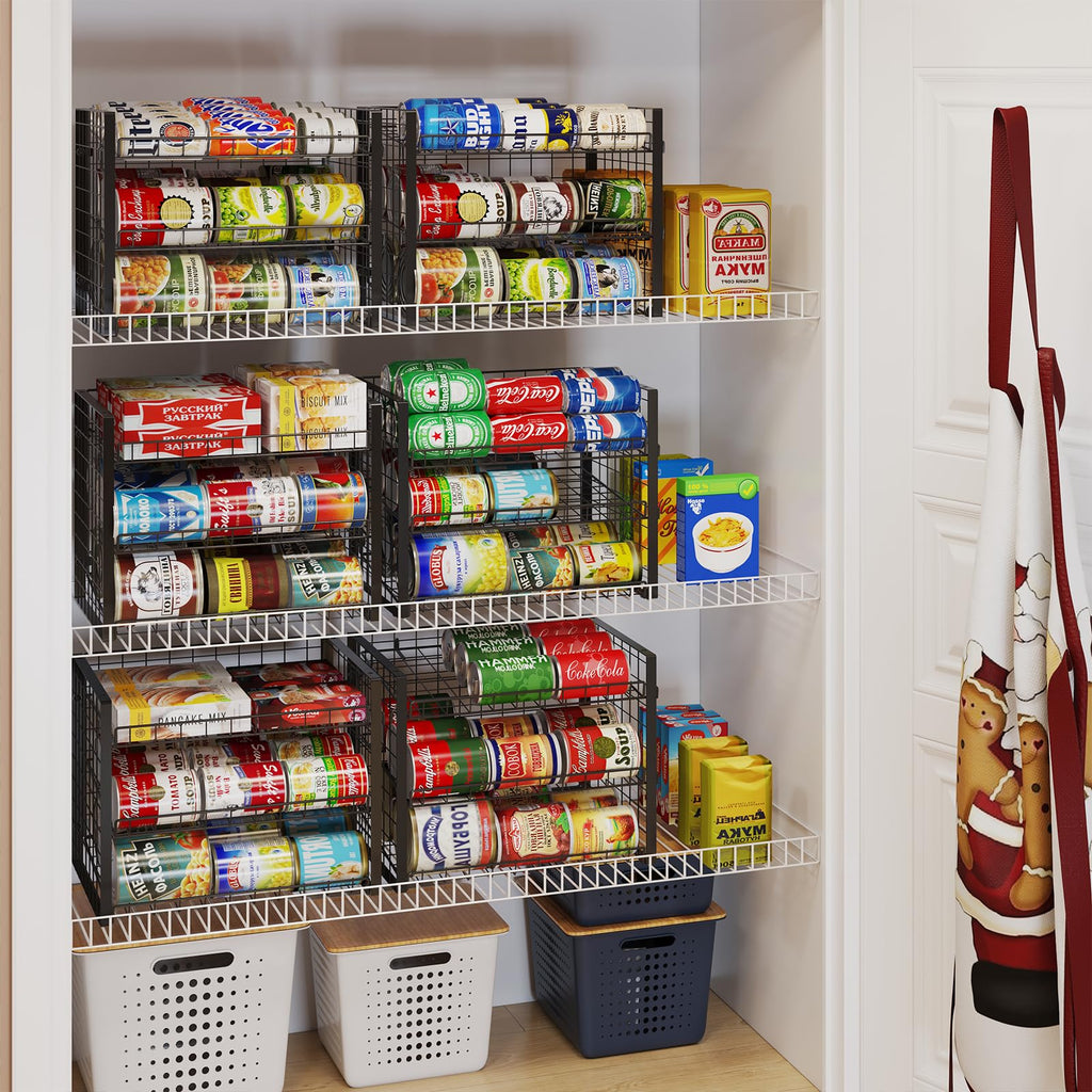 JKsmart 3-Tier Stackable Can Rack Organizer for Pantry, Adjustable Can Storage Holder for Various Ounces of Canned food Soda Drinks, Can Dispenser for Kitchen Cupboard Cabinet, 2 Pack