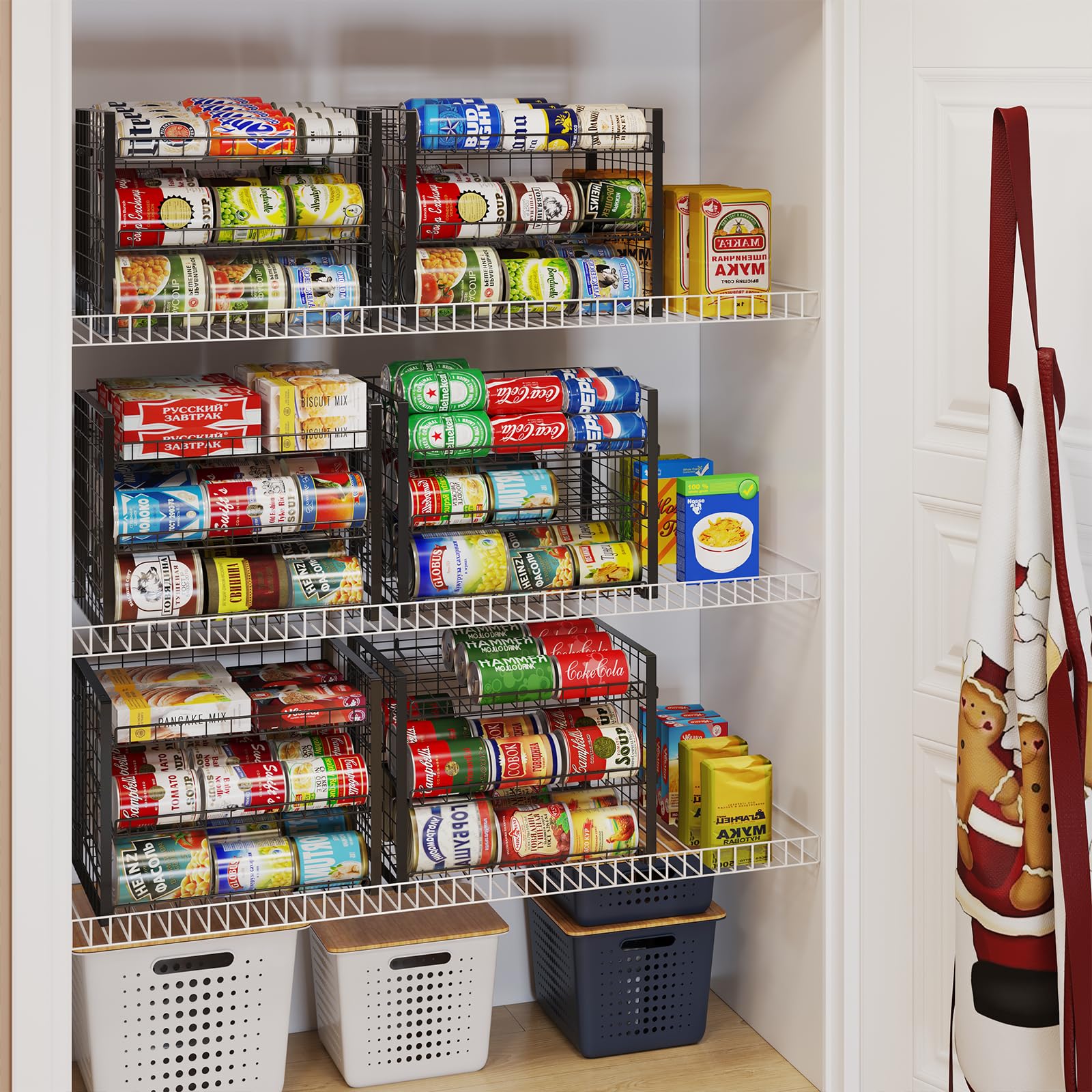 JKsmart 3-Tier Stackable Can Rack Organizer for Pantry, Adjustable Can Storage Holder for Various Ounces of Canned food Soda Drinks, Can Dispenser for Kitchen Cupboard Cabinet, 2 Pack