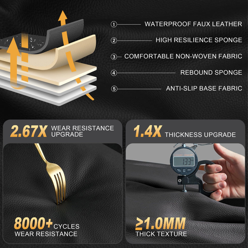 AOMSAZTO Seat Covers Fit for Ford F150 : 2009-2024 2025 2026 - F250/F350/F450 2017-2024 2025 2026 Truck Pick-up Front Car Seat Covers Faux Leather(Blackline, 2PCS Front)