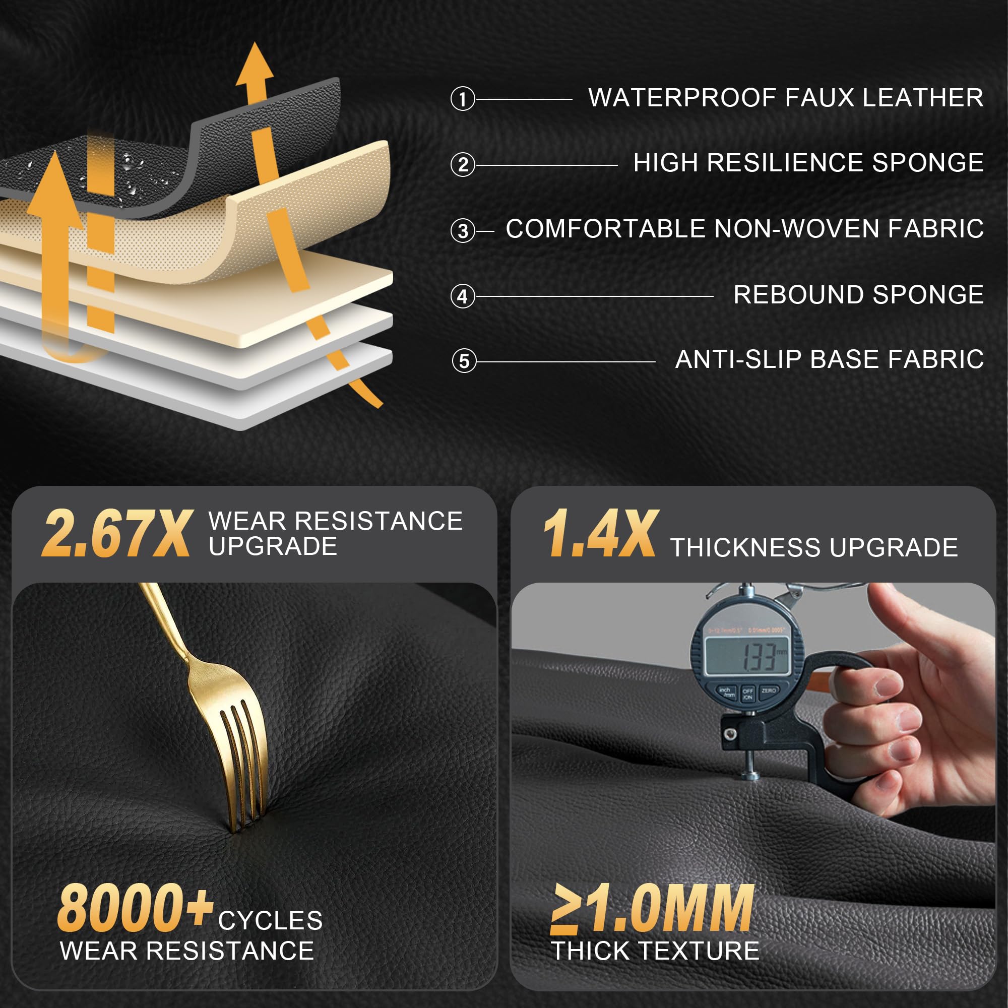 AOMSAZTO Seat Covers Fit for Ford F150 : 2009-2024 2025 2026 - F250/F350/F450 2017-2024 2025 2026 Truck Pick-up Front Car Seat Covers Faux Leather(Blackline, 2PCS Front)