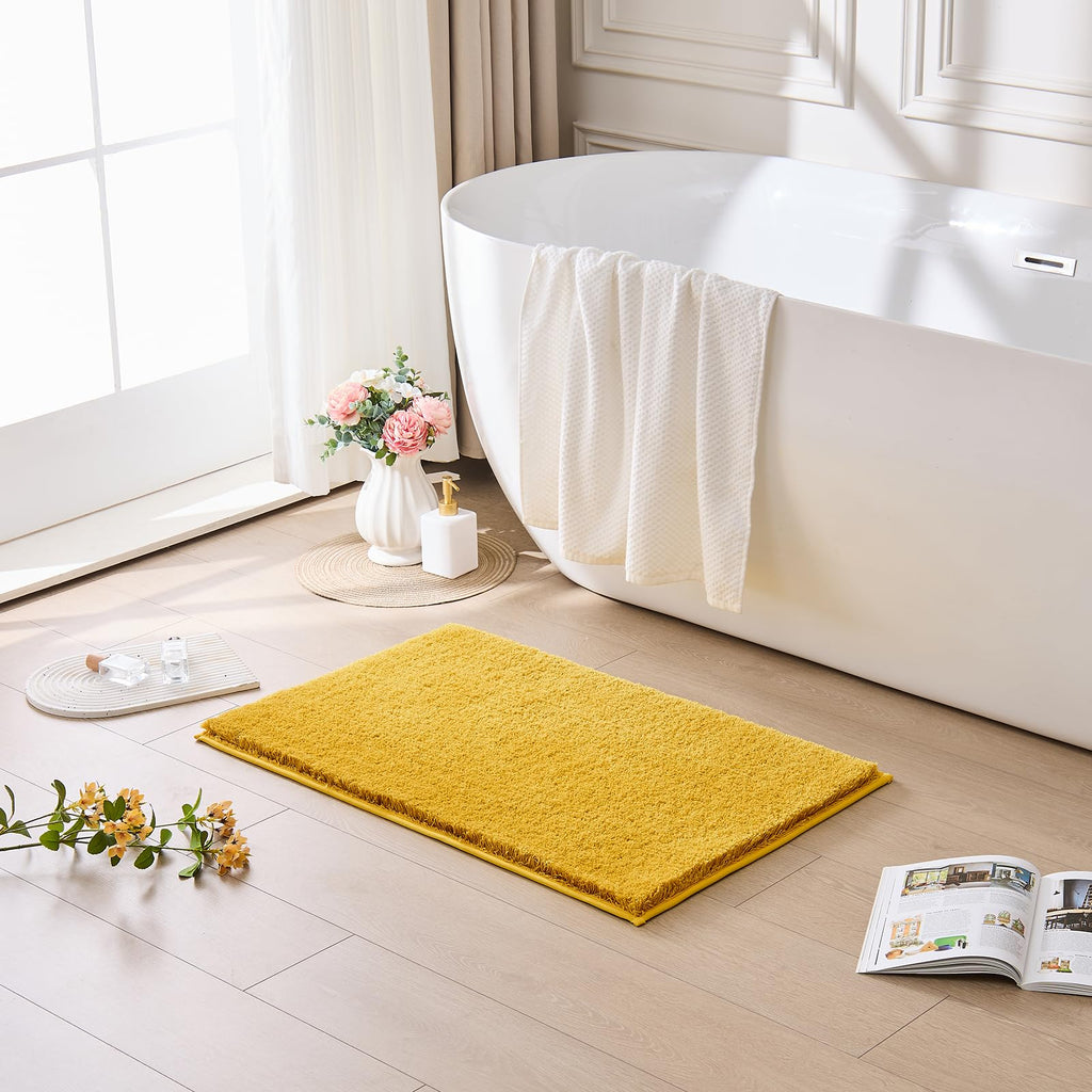 CozeCube Circle Fleece Bath mats for Bathroom, Fluffy Absorbent, Melange Quick Dry Microfiber Bath Rugs, Non Slip Washable Shower Mat Gifts, Brown, 24" X 16"