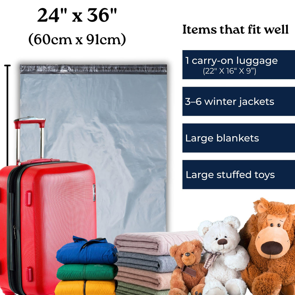 5 Large Shipping Bags 17x24 | Jumbo Poly Mailers for clothes | Strong Thick Mailing Bags with Self Adhesive | Self Sealing Shipping Envelopes