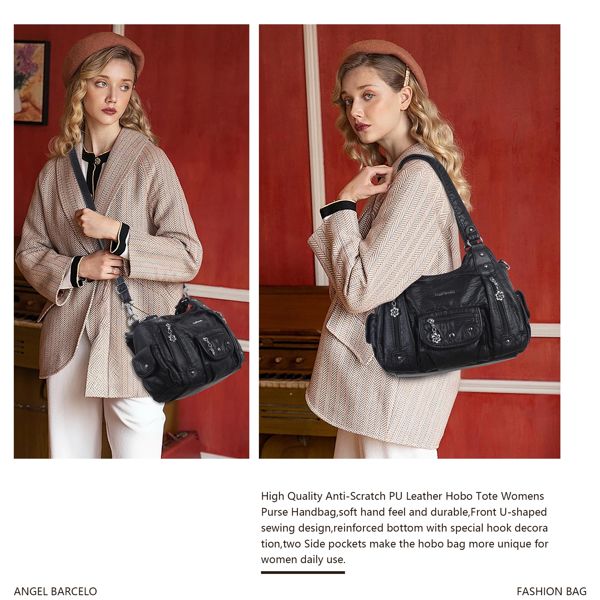 Angel Barcelo Purses for Women Soft PU Leather Shoulder Bag Crossbody Purse and Handbags