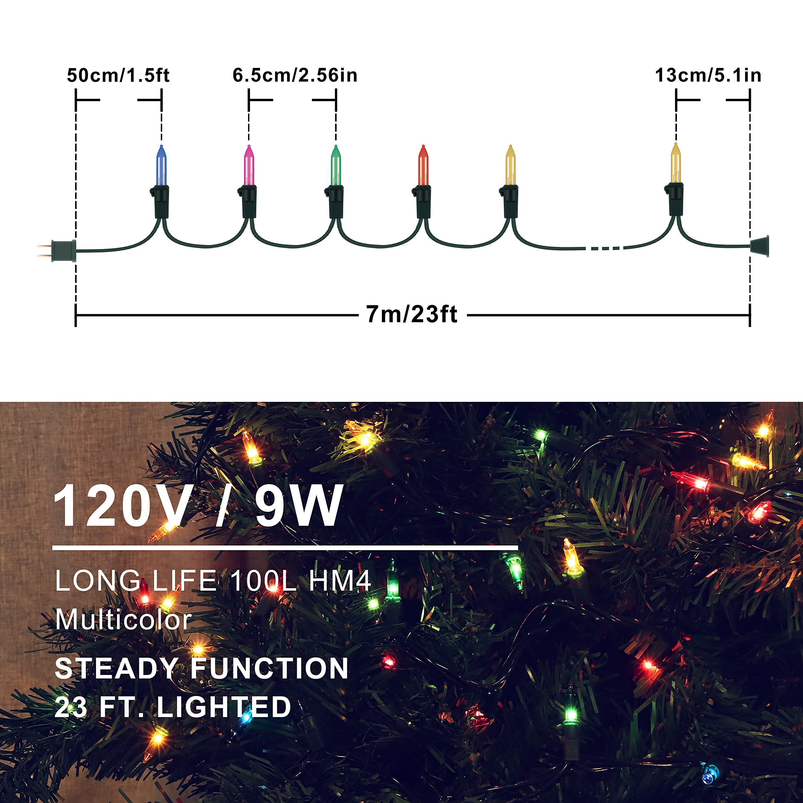 Christmas Lights Indoor Outdoor, 2PACK 13FT 50-count Lights Incandescent Mini valentine's day String Light, 120V Certified Green Wire Light for Xmas Tree, Patio, Holiday, Party, Home, Garden Decor,Red