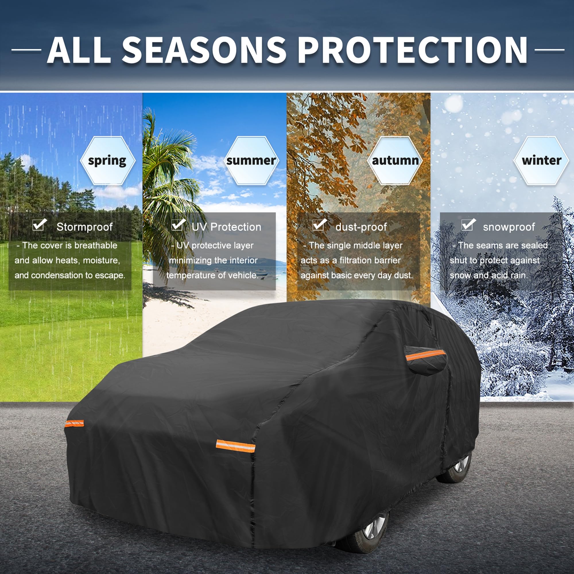 X AUTOHAUX Car Cover for Mini Cooper 2DR 2002-2021 210D-PU Outdoor Full Car Cover All Weather with Door Zipper