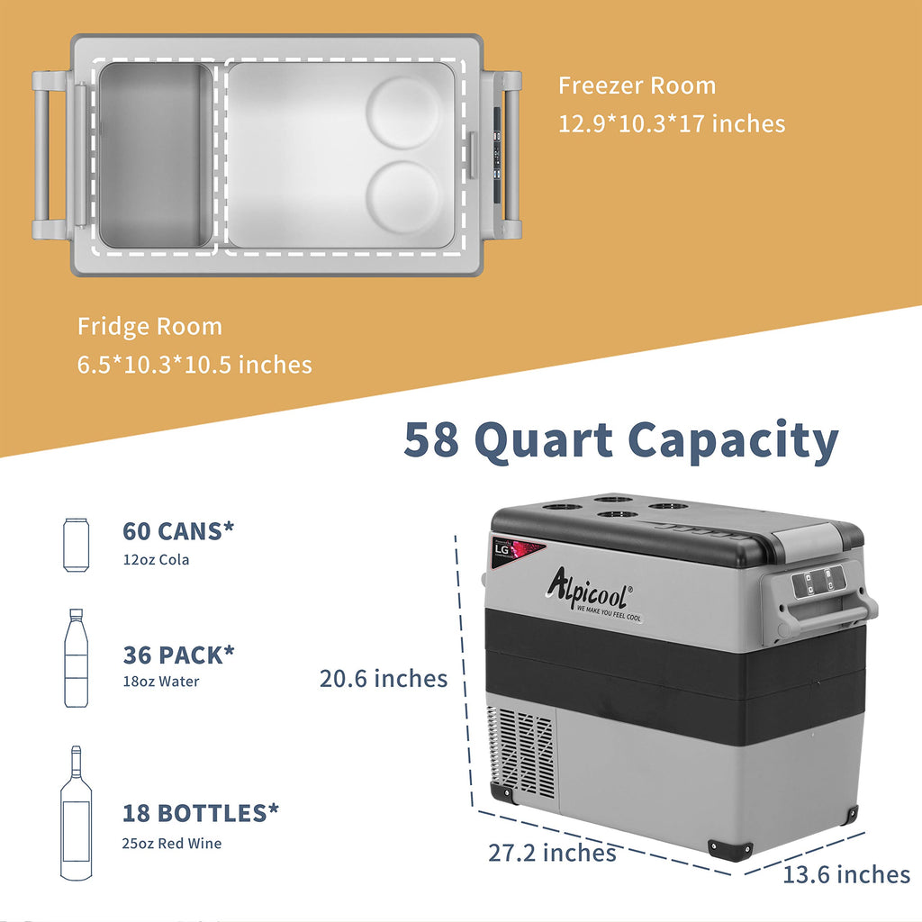 Alpicool NCF35 Portable Fridge Freezer,12 Volt Car Refrigerator, 32 Quart (30.6 Liter) Fast Cooling 12V Car Fridge -4℉~68℉,for Outdoor, Camping, RV, Truck