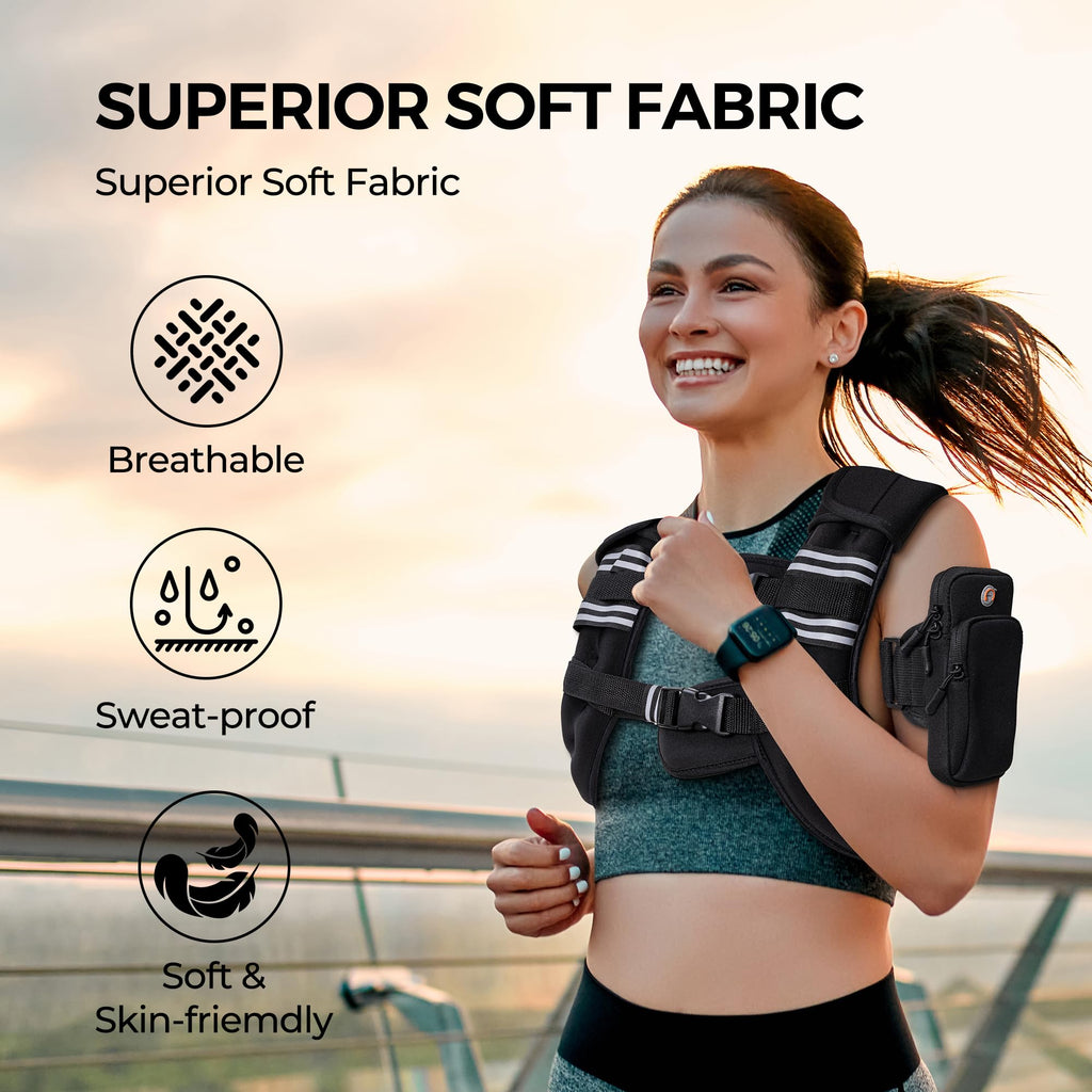 PACEARTH Weighted Vest,6lb/8lb/10lb/12lb/16lb/20lb/25lb/30lb Weight Vest with Reflective Stripe, Body Weight Vests for Women, Men, Weight Loss Workout, Strength Training, Running, Walking, Jogging