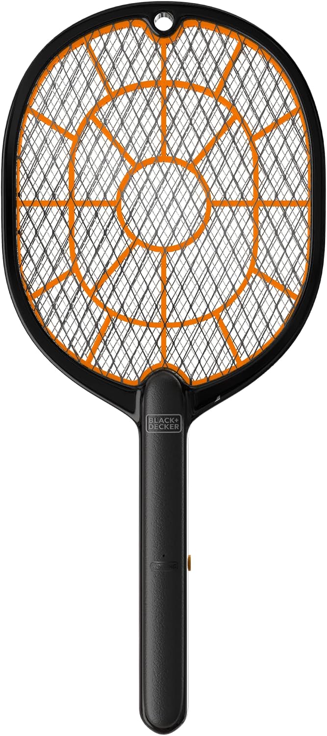 Bug Zapper Racket – Electric Fly Swatter for Gnats, Mosquitoes, & More – Harmless-to-Humans Outdoor Bug Zapper Battery Operated – Handheld Electric Fly Swatter –Indoor Racket