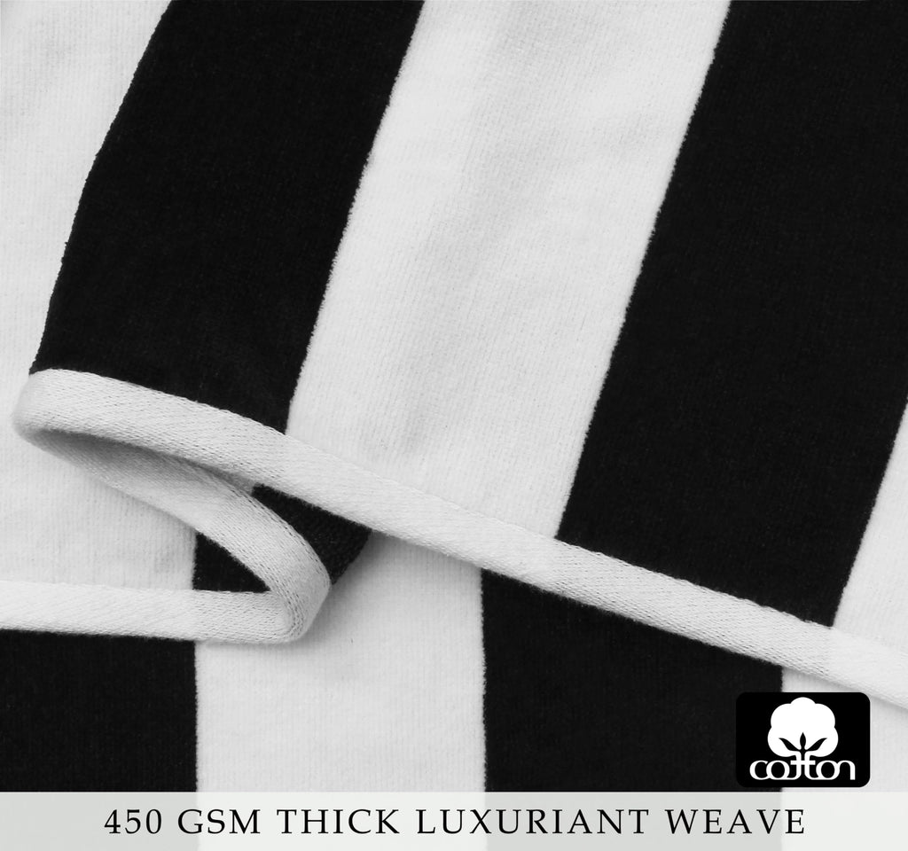 COTTON CRAFT Ombre Stripe Extra Wide Beach Towel for Two - 58x68 - Pure Cotton - Double Woven Jacquard Thick Plush Super Soft Luxurious Velour Pile - Pool Picnic Bath - 450 GSM - Blue