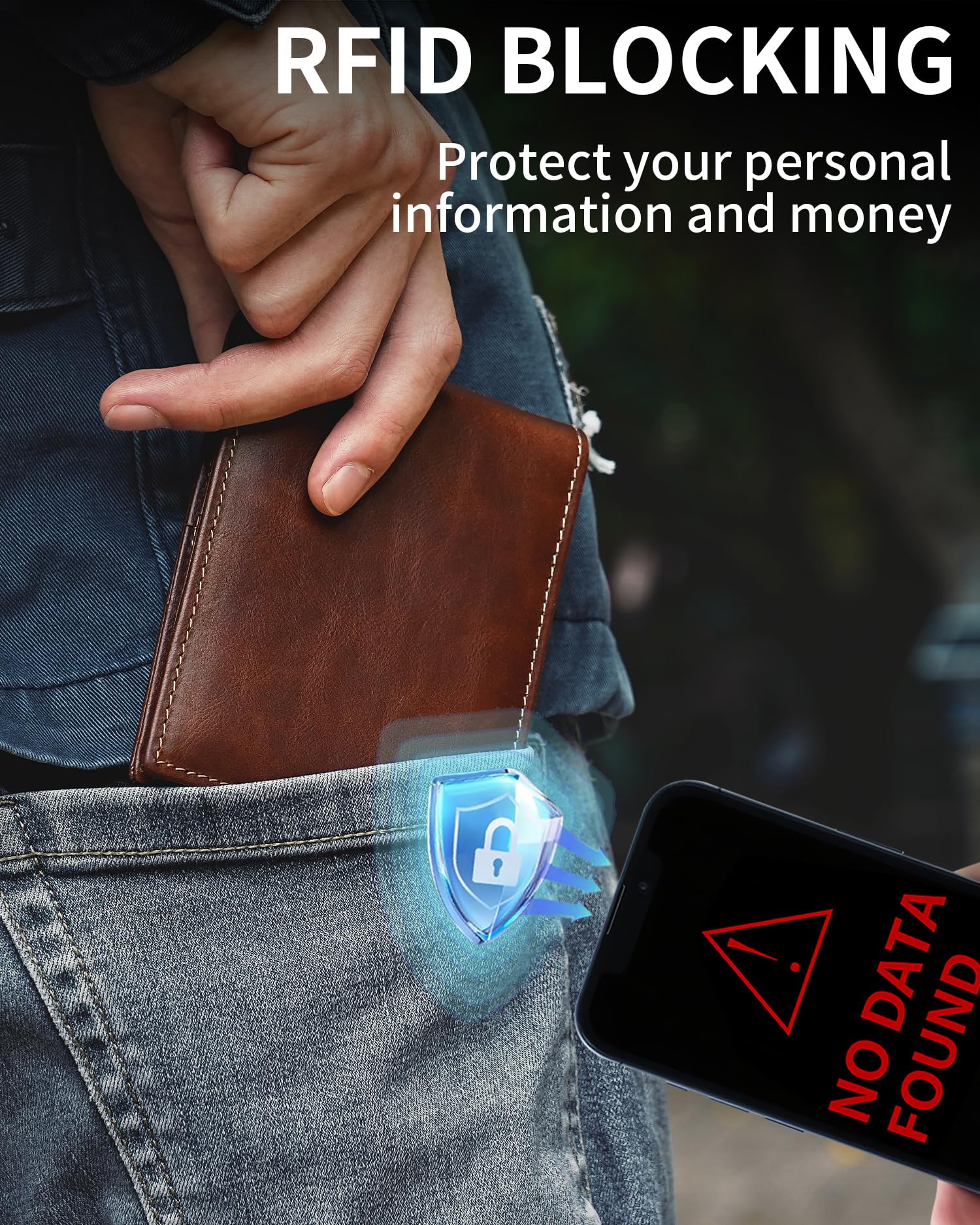 Artpaxy Mens Wallet Genuine Leather Bifold RFID Blocking Wallet for Men with 1 ID Window 13 Card Holders 2 cash pockets 1 Gift Box