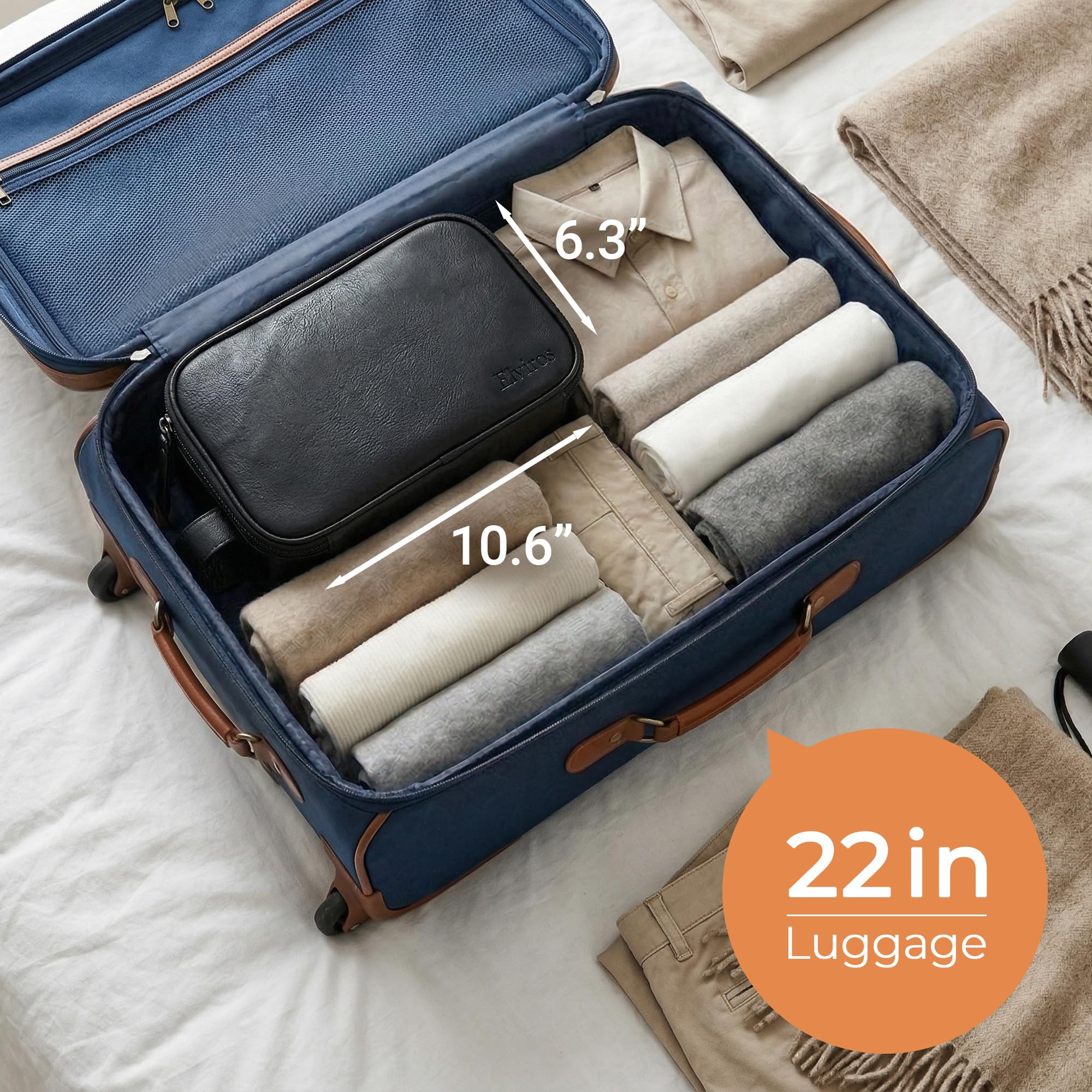 Elviros Travel Toiletry Bag for Men, Shaving Dopp Kit Water-resistant Bathroom Small Toiletries Organizer PU Leather Cosmetic Bags