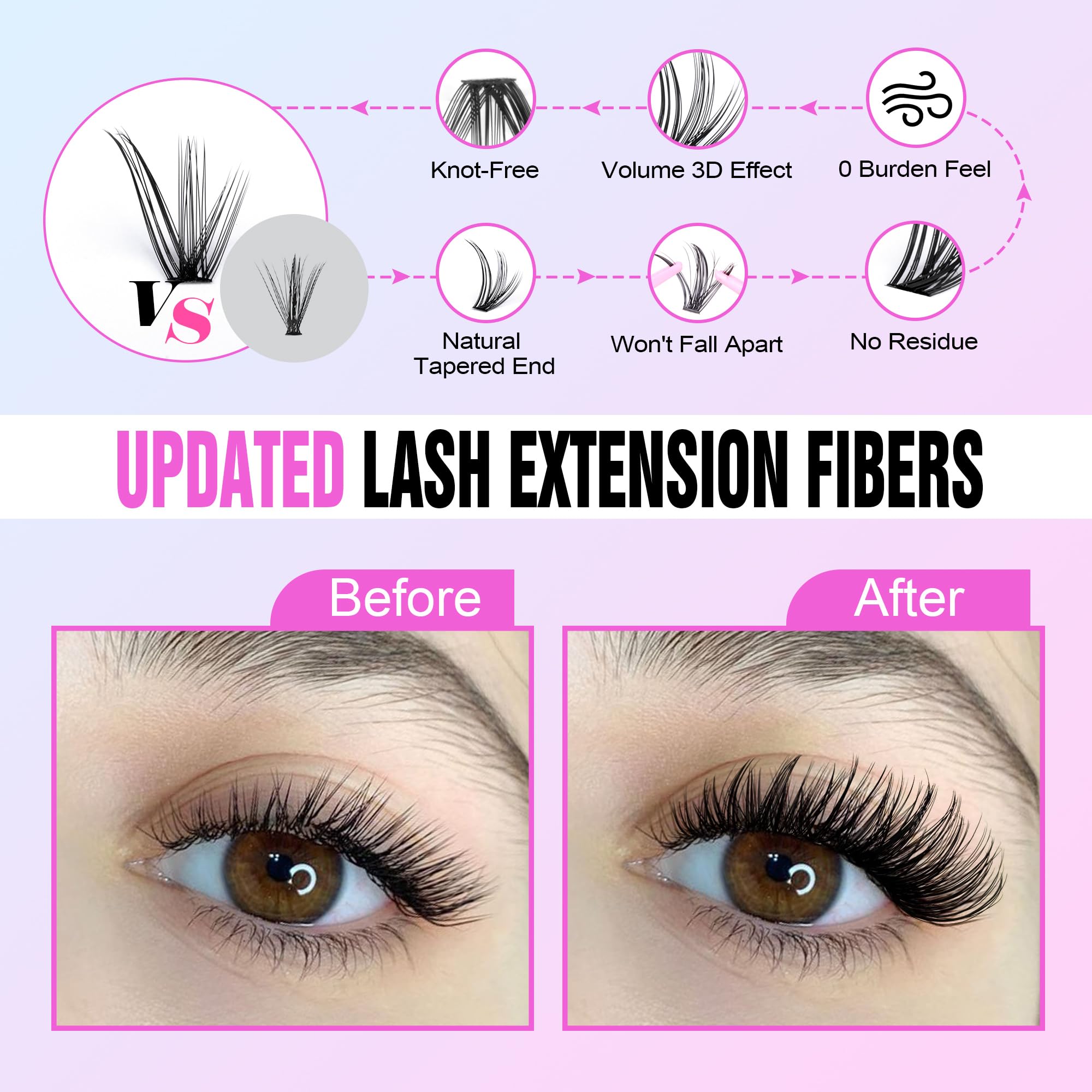 Pawotence Lash Extension Kit DIY 280pcs Individual Lash Clusters Kit 20D&30D Natural 9-15mm Cluster Eyelash Extensions Kit with Lash Bond and Seal, Tweezers for Self Use (20D&30D, 0.07D, 9-15mm, Kit)