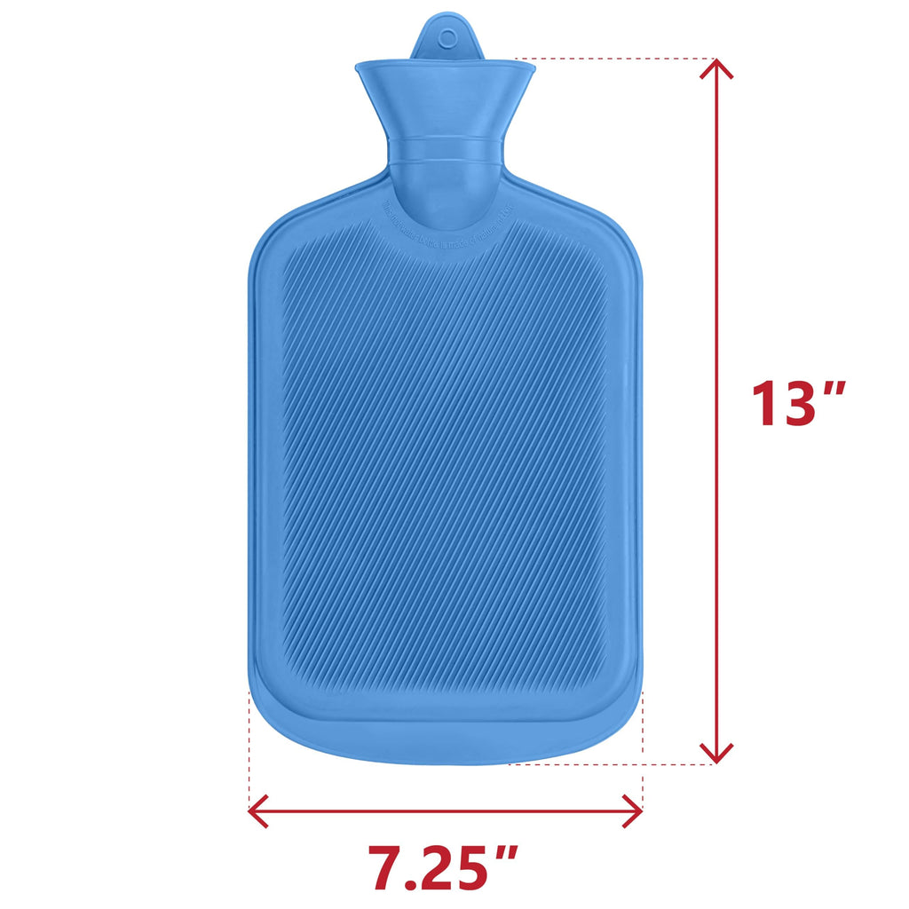 SteadMax [2 Pack] Hot Water Bottles, 2L (68oz) Natural Rubber -BPA Free- Durable Large Hot Water Bag for Hot Compress and Heat Therapy, Pain Relief Heating Pad, (Random Colors)