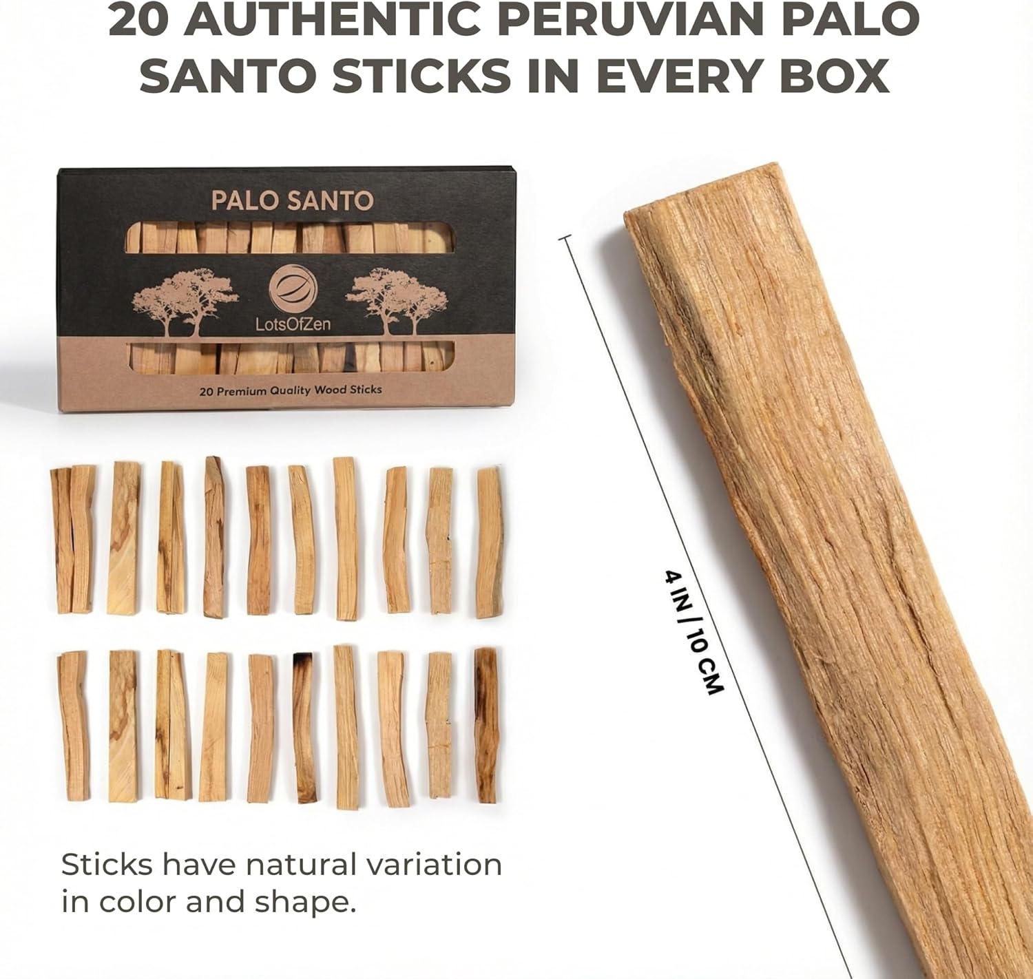 LOTS OF ZEN Palo Santo Sticks Large Pack (20 Sticks) | 100% natural Palo Santo smudge sticks from Peru, sustainably hand picked