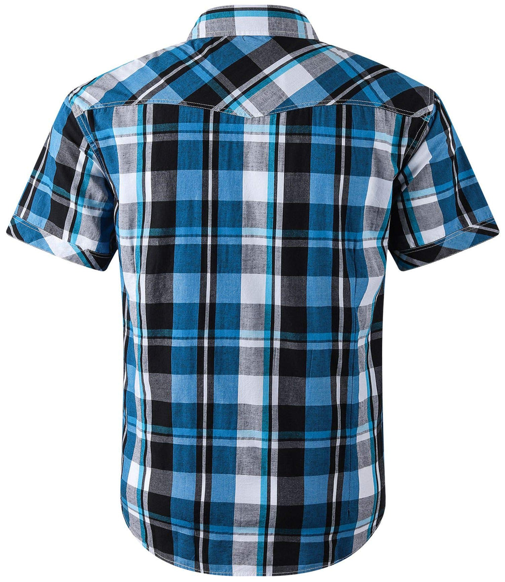 Men's Western Snap Casual Shirt Two Pocket Short Sleeve Shirt