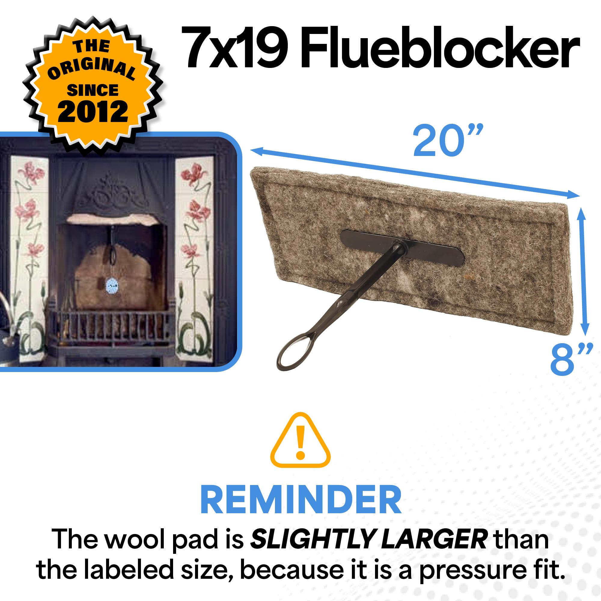 Flueblocker for 5"X14" Chimney Flue – Chimney Sheep Fireplace Draft Stopper Plug Replacement Damper Fireplace Tool – Better Than Inflatable Pillow or Balloon–Save Energy Block Odor & Debris
