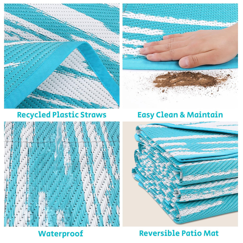 HEBE Checkered Outdoor Rug Waterproof 5x8, Reversible Plastic Straw Rug RV Camping Rug, Indoor Outdoor Patio Mat Clearance, Outside Carpet for Porch,Deck,Camper,Balcony,Backyard,Picnic