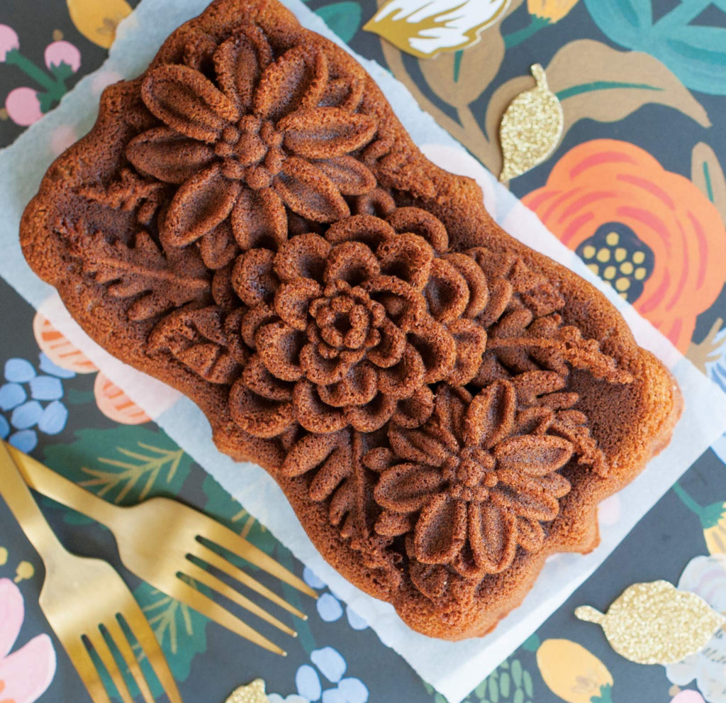 Nordic Ware Wildflower Heart Bundt, 6 Cup, Toffee