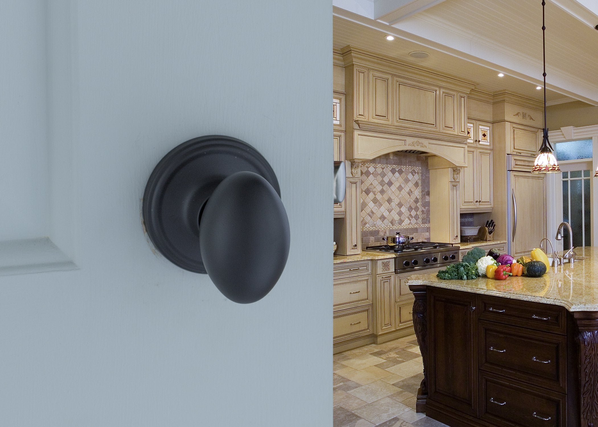 Copper Creek EK2090BC Egg Door Knob, Dummy Function, 1 Pack, in Black