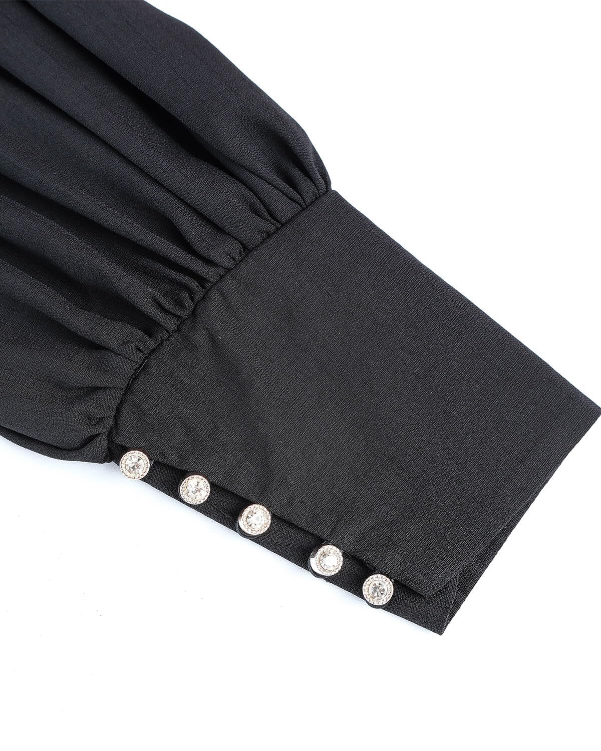 Nuoqi Victorian Blouse Womens Gothic Shirt Vintage Long Sleeve Lotus Ruffle Tops