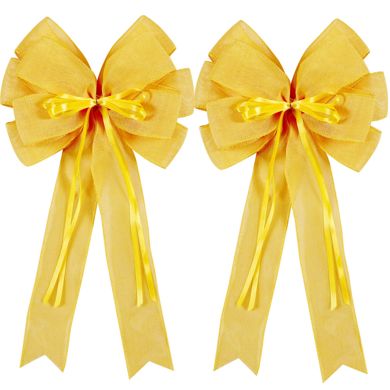 2 Pack Large Burlap Jute Hemp Rope Bows for Wreaths,Rustic Farmhouse Crafts Bow Wrapping Tree Topper Wedding Holiday Birthday Party Wall Home Boho Front Door Decorations