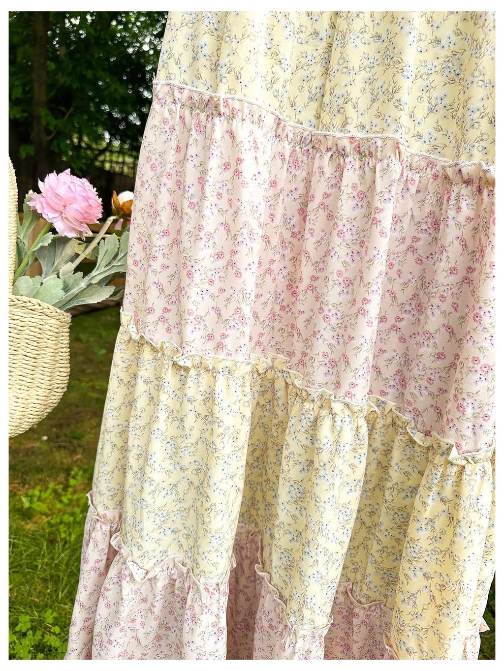 MakeMeChic Women's Plaid Maxi Skirts A Line Ruffle Tiered Layer Y2K Flowy Casual Long Skirts