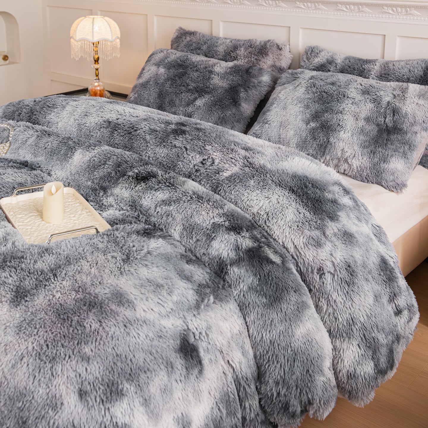 Faux Fur Kids Girls Purple Rainbow Comforter Sets Twin/Full - 3PC Bed Set Warm Comfortable Soft Plush Flannel Velvet Fluffy Fuzzy Bedding（Comforter x 1 Pillowcases x 2）