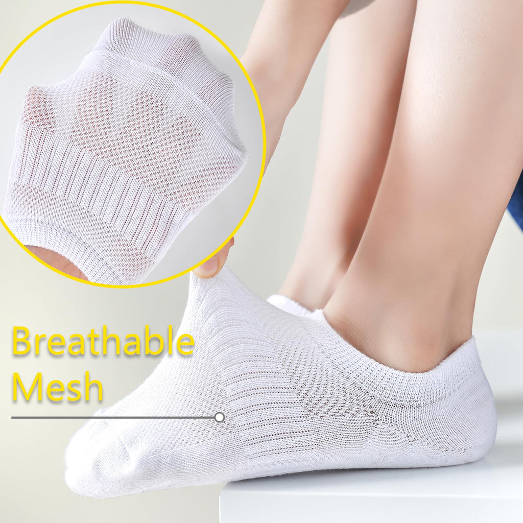 No Show Cotton Socks for Girls and Boys - Low Cut, Breathable, Non-Slip Short Socks for Kids - 5/10 Pairs