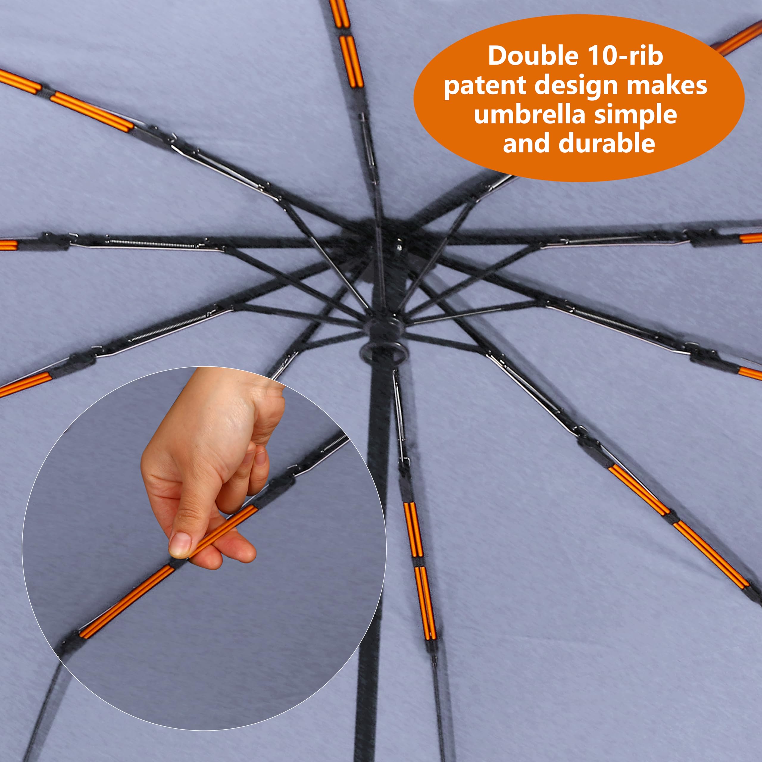 Bluinzi 46 Inch Compact Umbrellas for Rain - Travel Small Umbrella - Automatic Folding Umbrella - Windproof Portable Umbrella, Double 10-rib