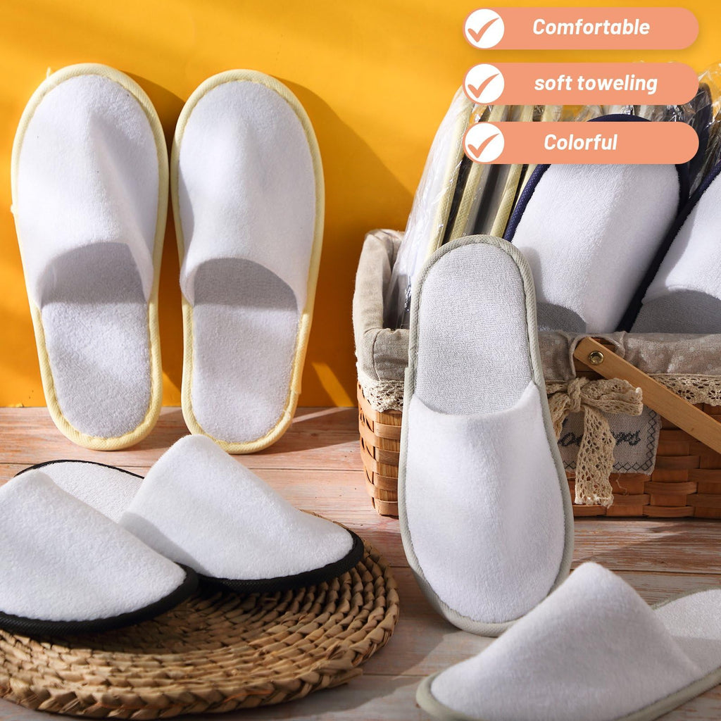 Geyoga 24 Pairs Disposable Slippers for Guests Bulk 2 Size Cotton Soft Spa Hotel House Slippers for Women Men Wedding Party Shoeless Home Indoor Travel