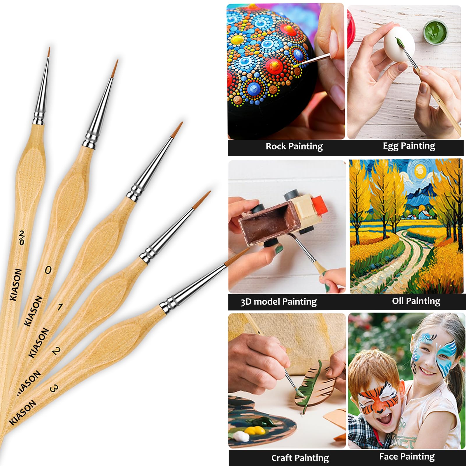 5PC Miniature Paint Brush for Fine Detailing, Detail Paint Brushes, Small Painting Brushes for Art, Crafts, Acrylic, Watercolor, Model, Face, Paint by Number, Figurine(Black)