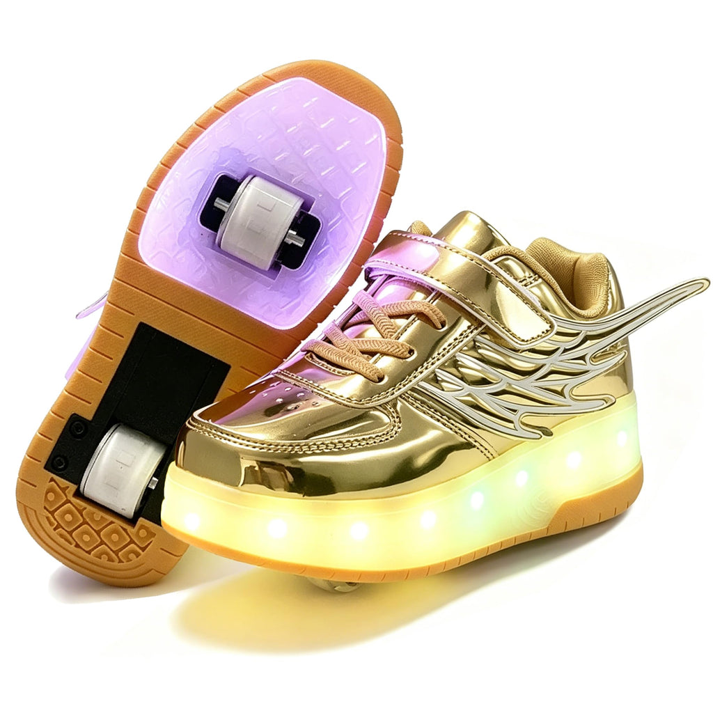 Nsasy Kids Roller Shoes Boy Girl Sneakers with Wheels Become Sport Sneaker with Led for Christmas Birthday Children Show Gift