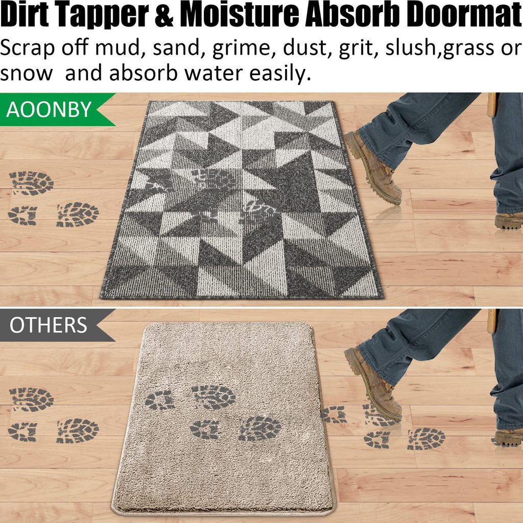 Indoor Doormat 24"x 36", Absorbent Front Back Door Mat Floor Mats, Rubber Backing Non Slip Door Mats Inside Mud Dirt Trapper Entrance Door Rug Carpet, Machine Washable Low Profile-Brown Time Cloister