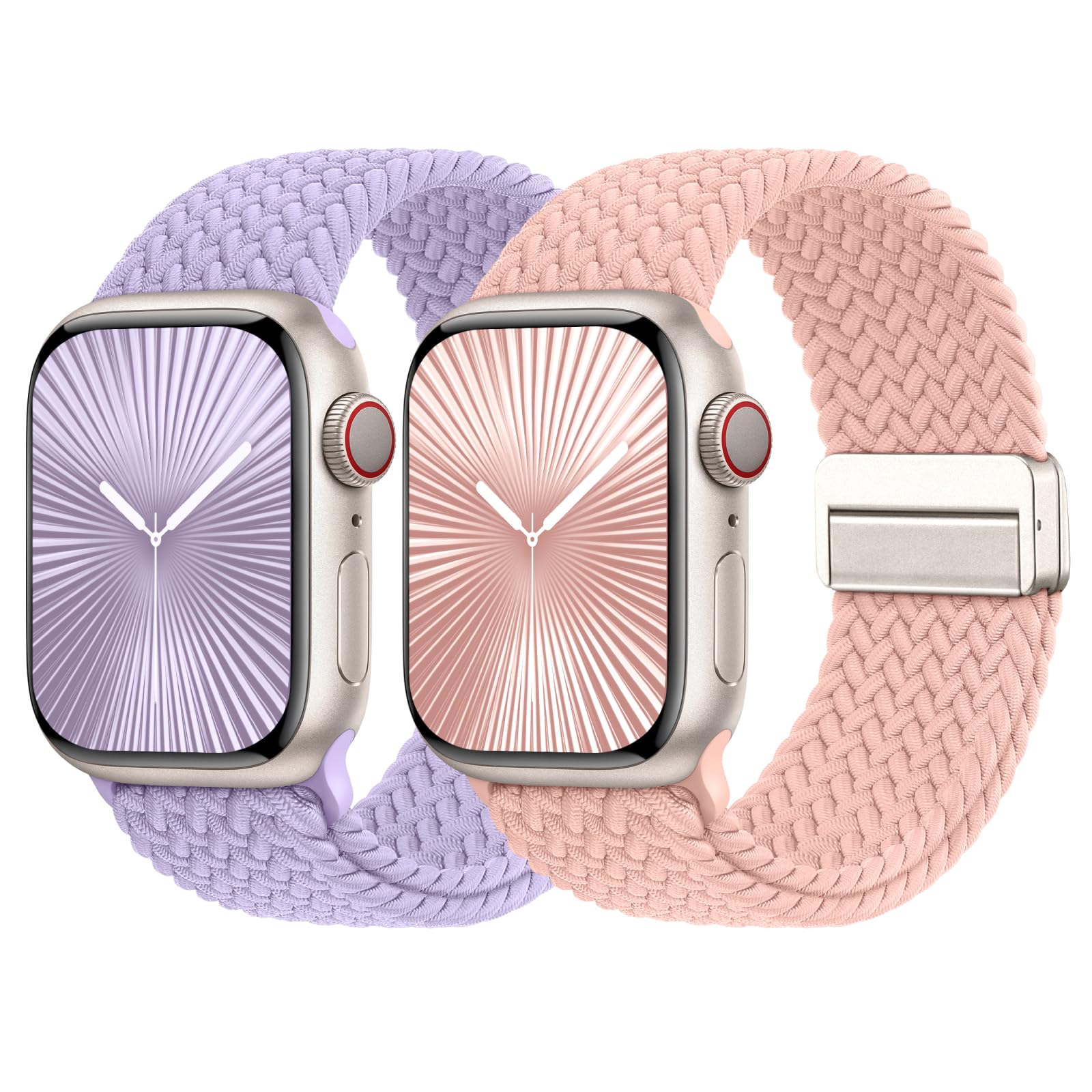 Braided Stretchy Bands with Magnetic Clasp Compatible for Apple Watch Band 38mm 40mm 41mm 42mm 44mm 45mm 46mm 49mm Women Men, Nylon Sport Solo Loop for iWatch Series 11 10 9 8 7 6 5 4 3 Ultra 3 2 1 SE