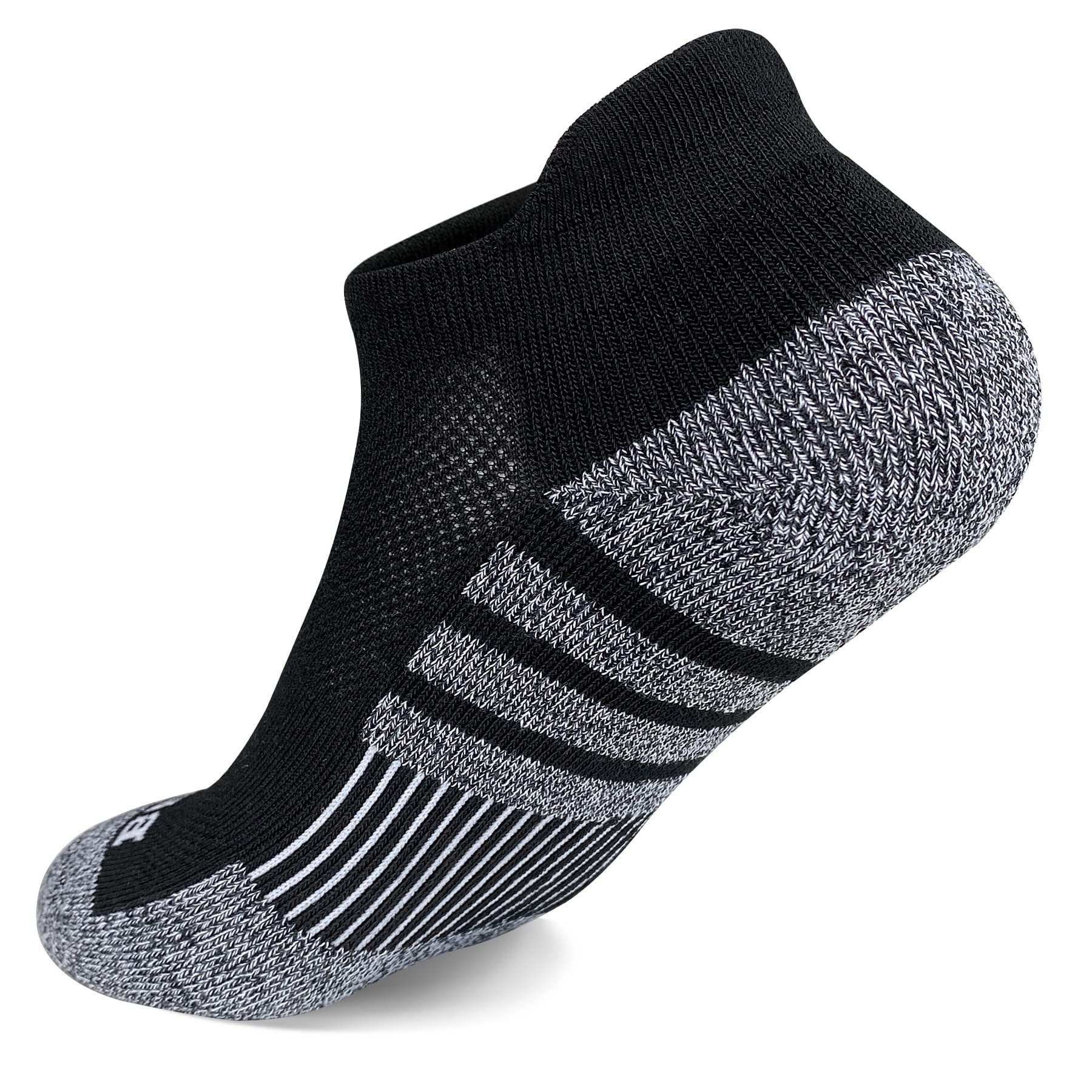 BERING Kids' Athletic Cushion Ankle Socks 6 Pairs Low Cut Heel Tab for Youth Big Boys Girls
