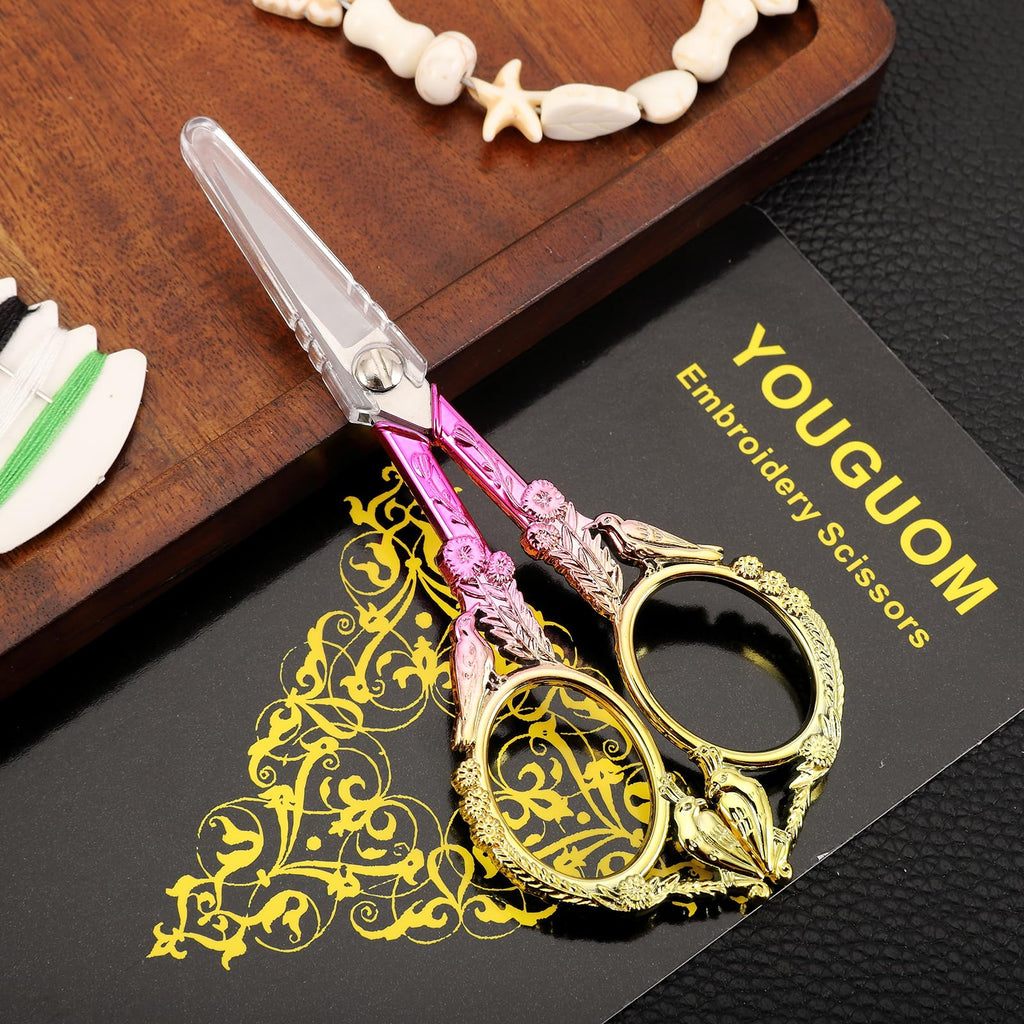 YOUGUOM Small Craft Scissors, Little Travel Sharp Embroidery Scissors All Purpose, Straight Tips Mini Sewing Shears, Precision Detail Thread Cutting Snips