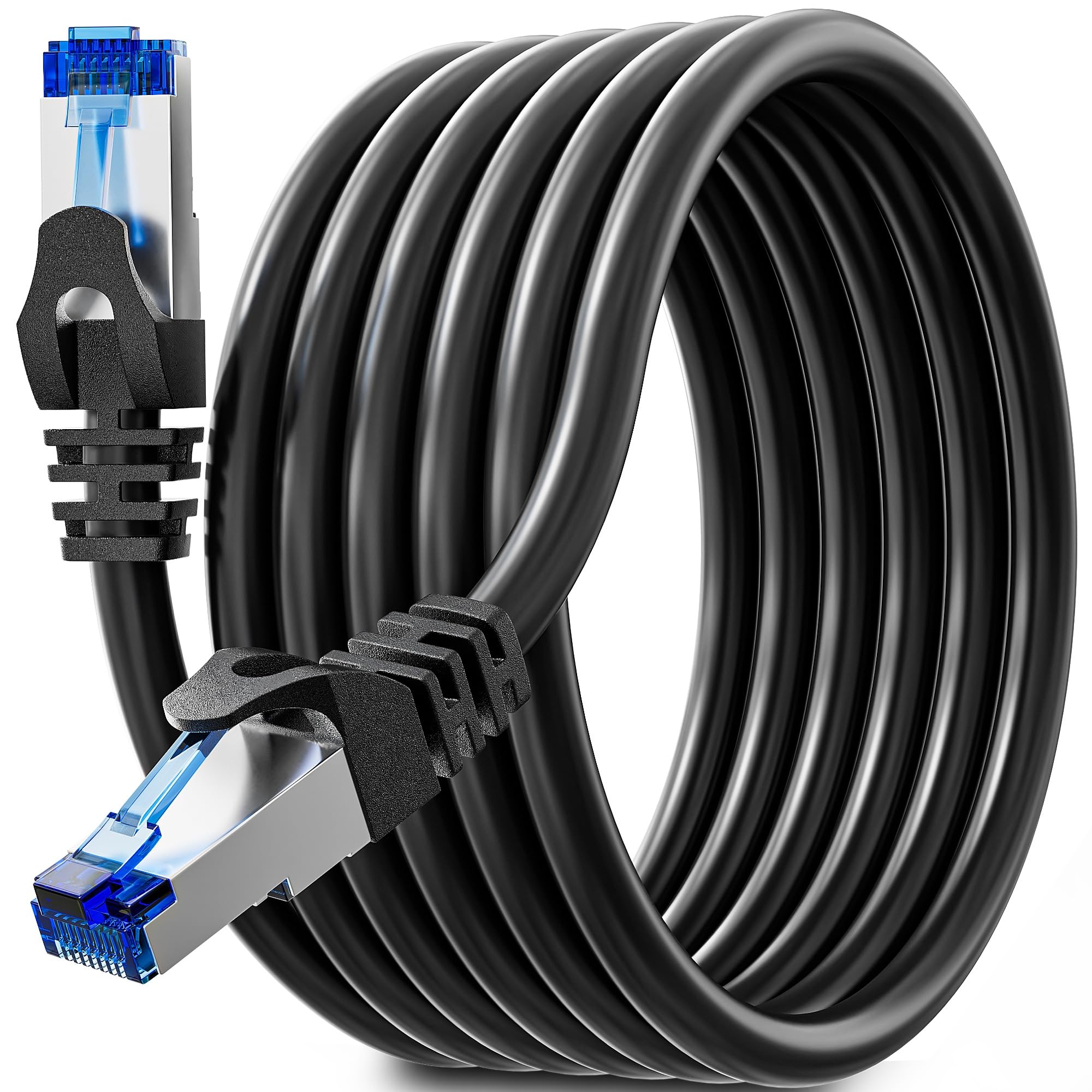MEIPEK Cat 6 Shielded Ethernet Cable 10ft, Outdoor&Indoor Cat 6 Patch Cable, Heavy Duty 23AWG, High Speed, Weatherproof, UV Resistant Cat6 RJ45 LAN Network Cables for Gaming, Modem