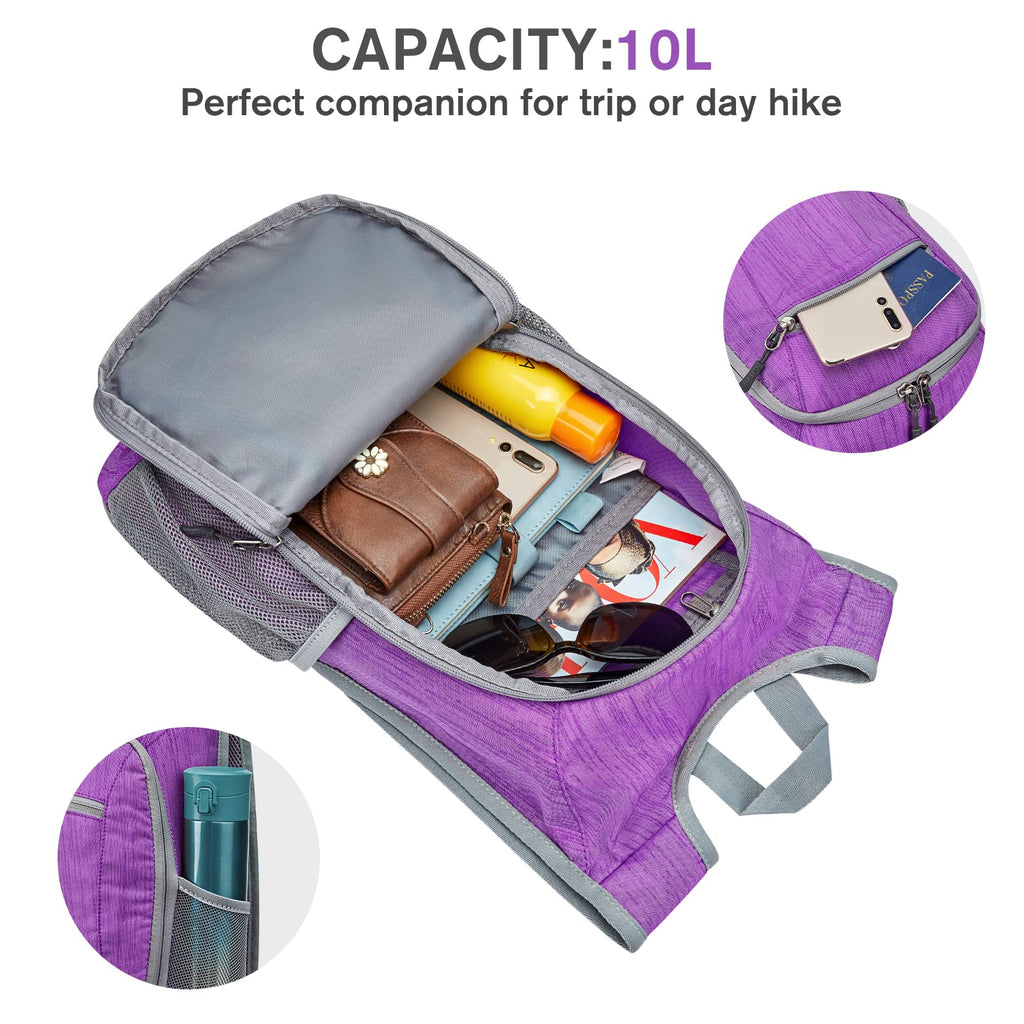 G4Free 10L/15L Hiking Backpack Lightweight Packable Hiking Daypack Small Travel Outdoor Foldable Shoulder Bag