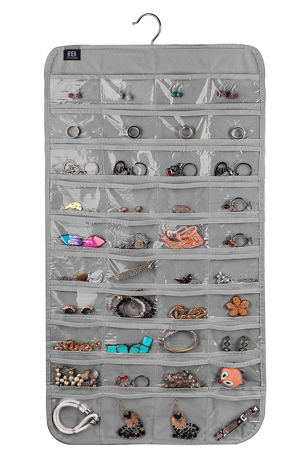 BB Brotrade Hanging Jewelry Organizer,Accessories Organizer,80 Pocket Organizer for Holding Jewelries（Beige）