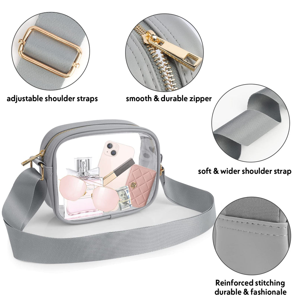 KETIEE Clear Crossbody Bag, Stadium Approved Clear Purse Bag for Concerts Sports Events Festivals
